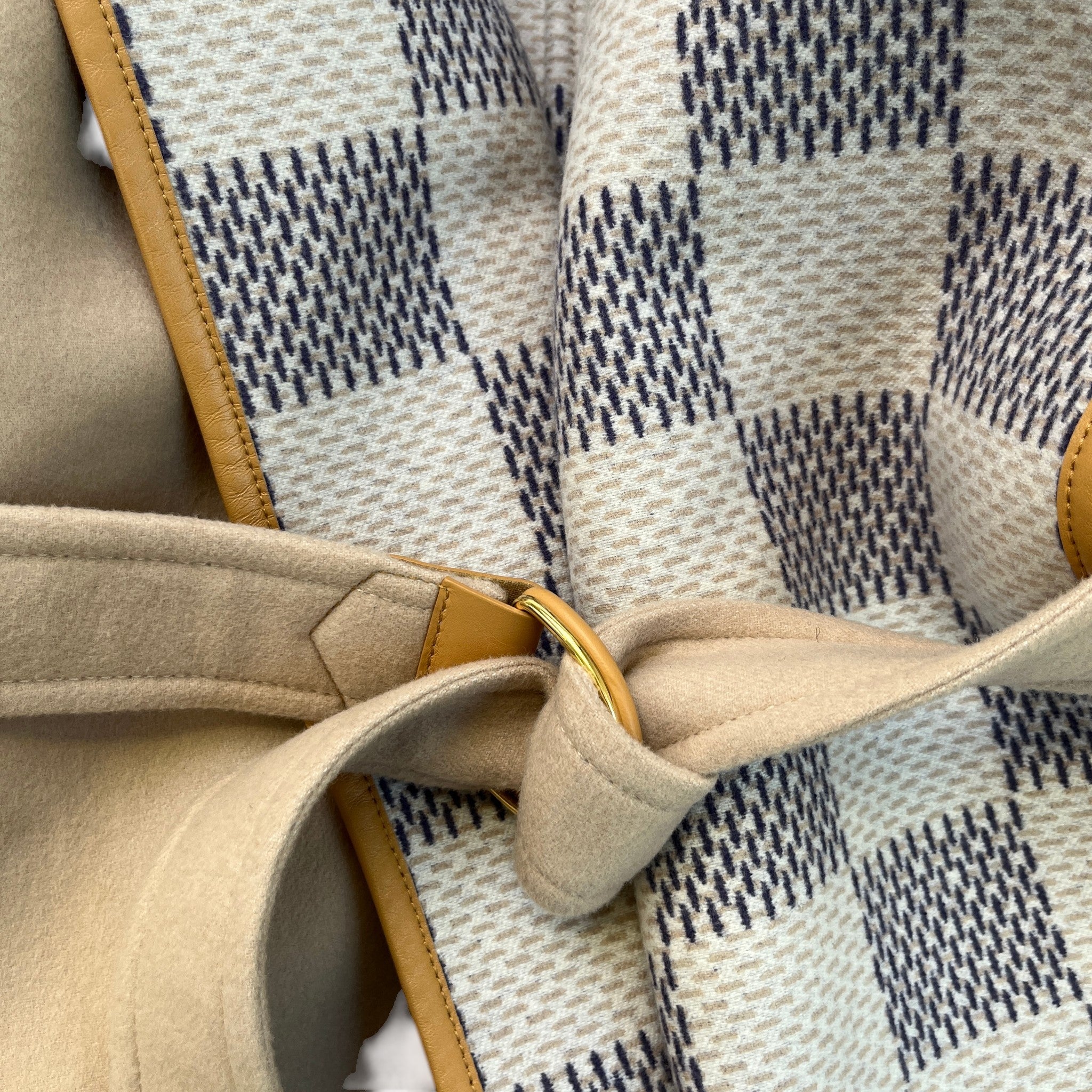 Women's Hooded Wrap Damier Azur Jacket Beige Size 2 / UK 12