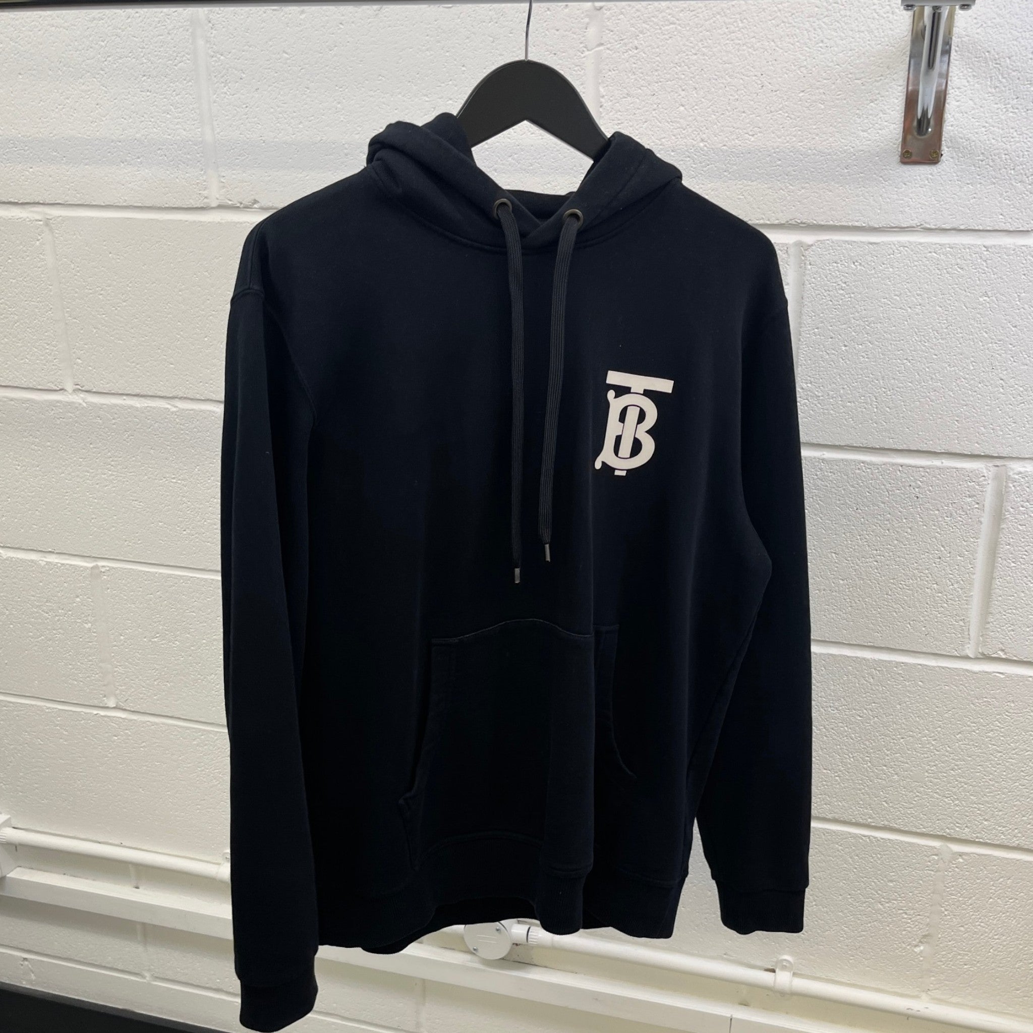 Men's Tb Logo Print Hoodie Black Size M