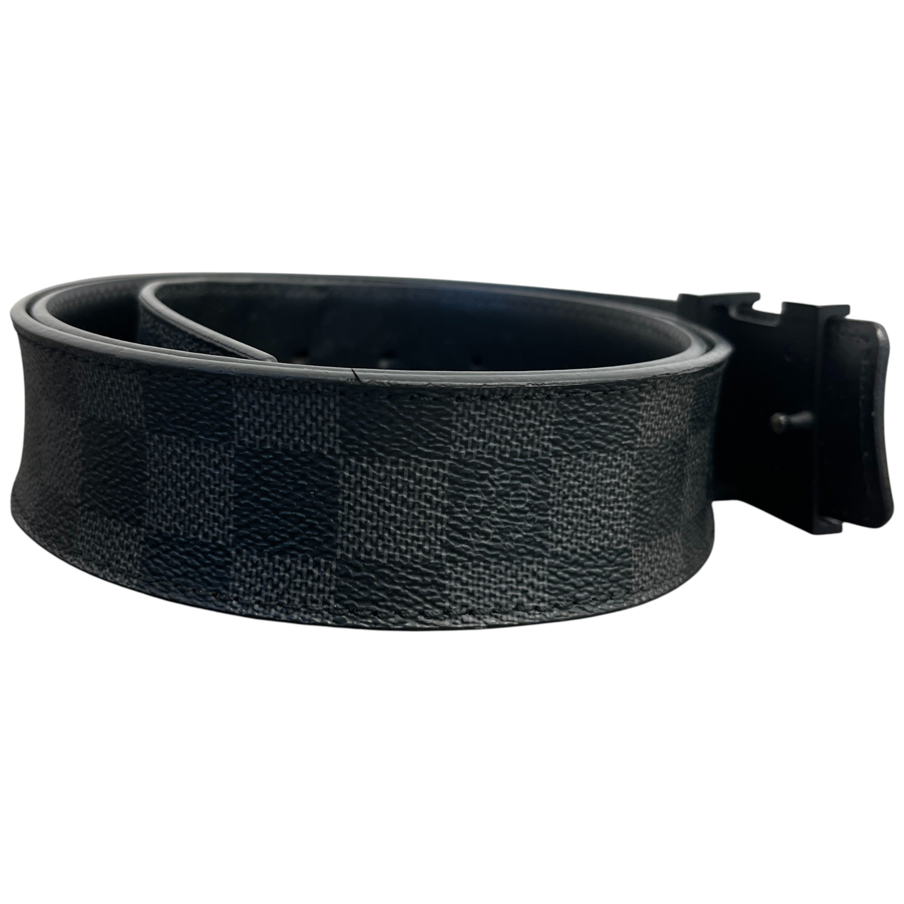 Men's Lv Initials Damier Graphite Belt Black Size Waist 42"