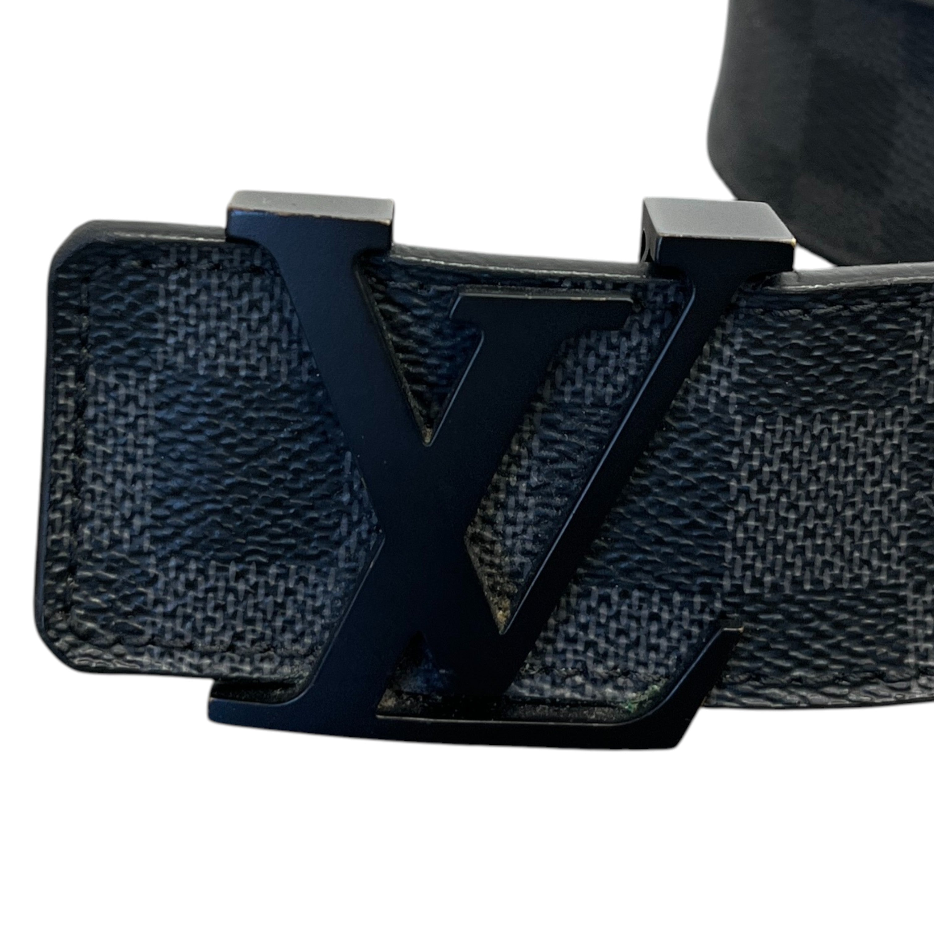 Men's Lv Initials Damier Graphite Belt Black Size Waist 42"