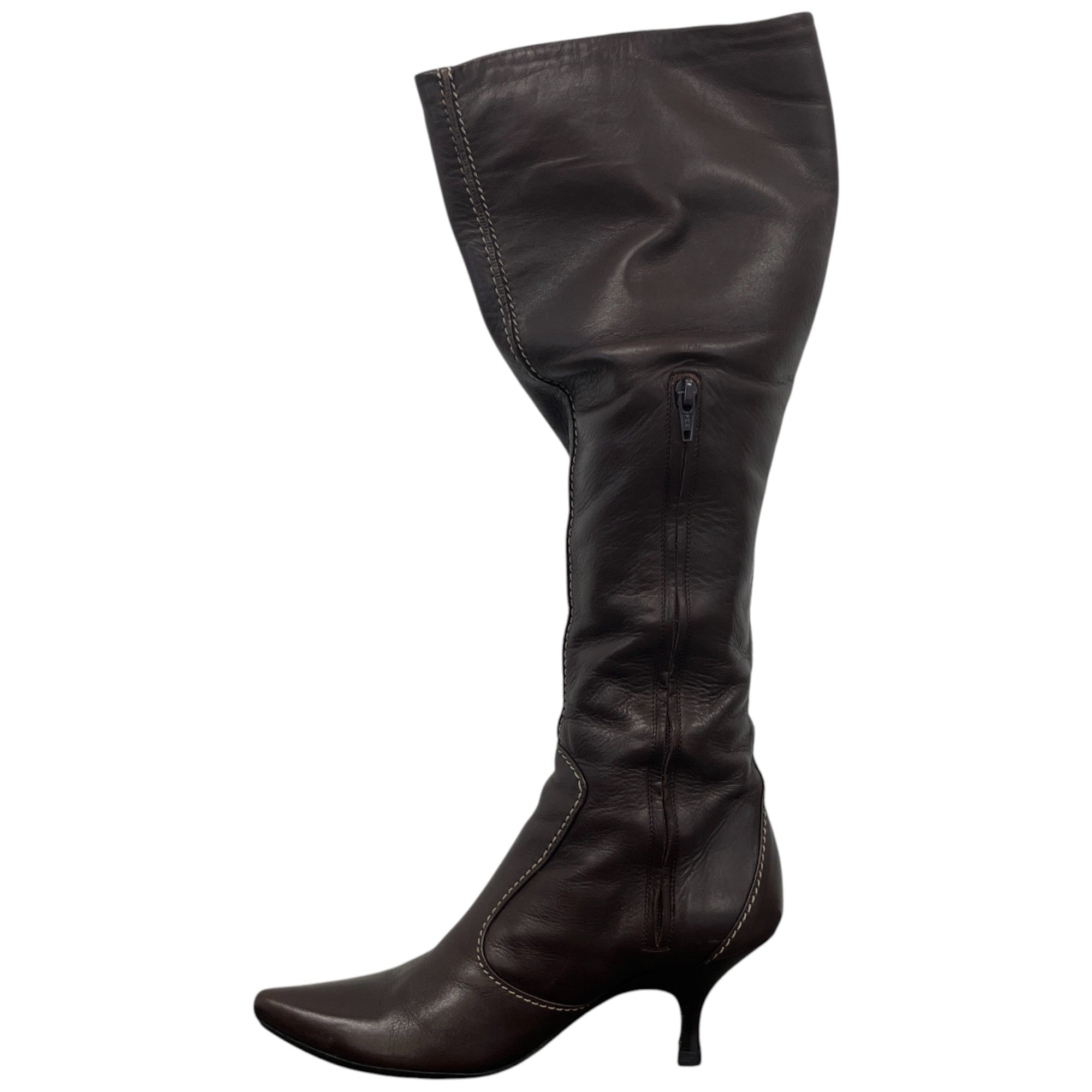 Women's Knee High Leather Boots Brown Size EU 35 / UK 2