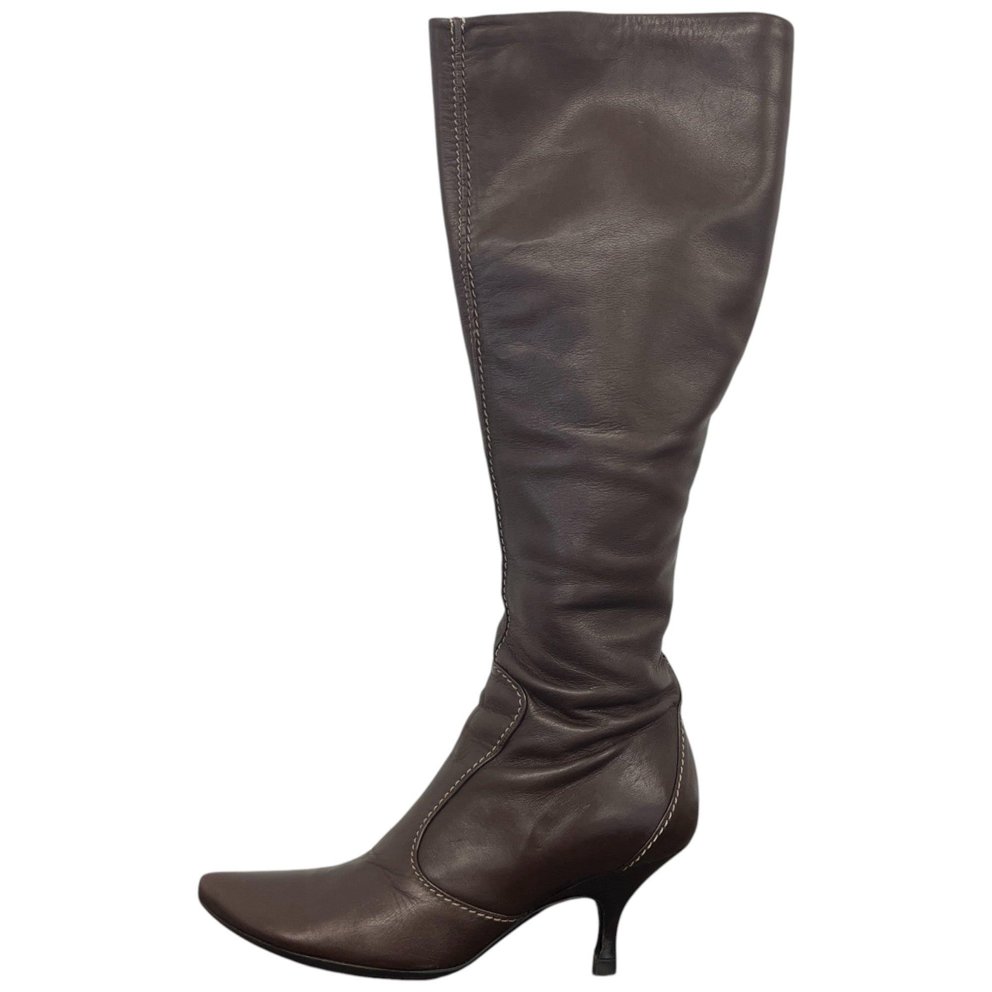 Women's Knee High Leather Boots Brown Size EU 35 / UK 2