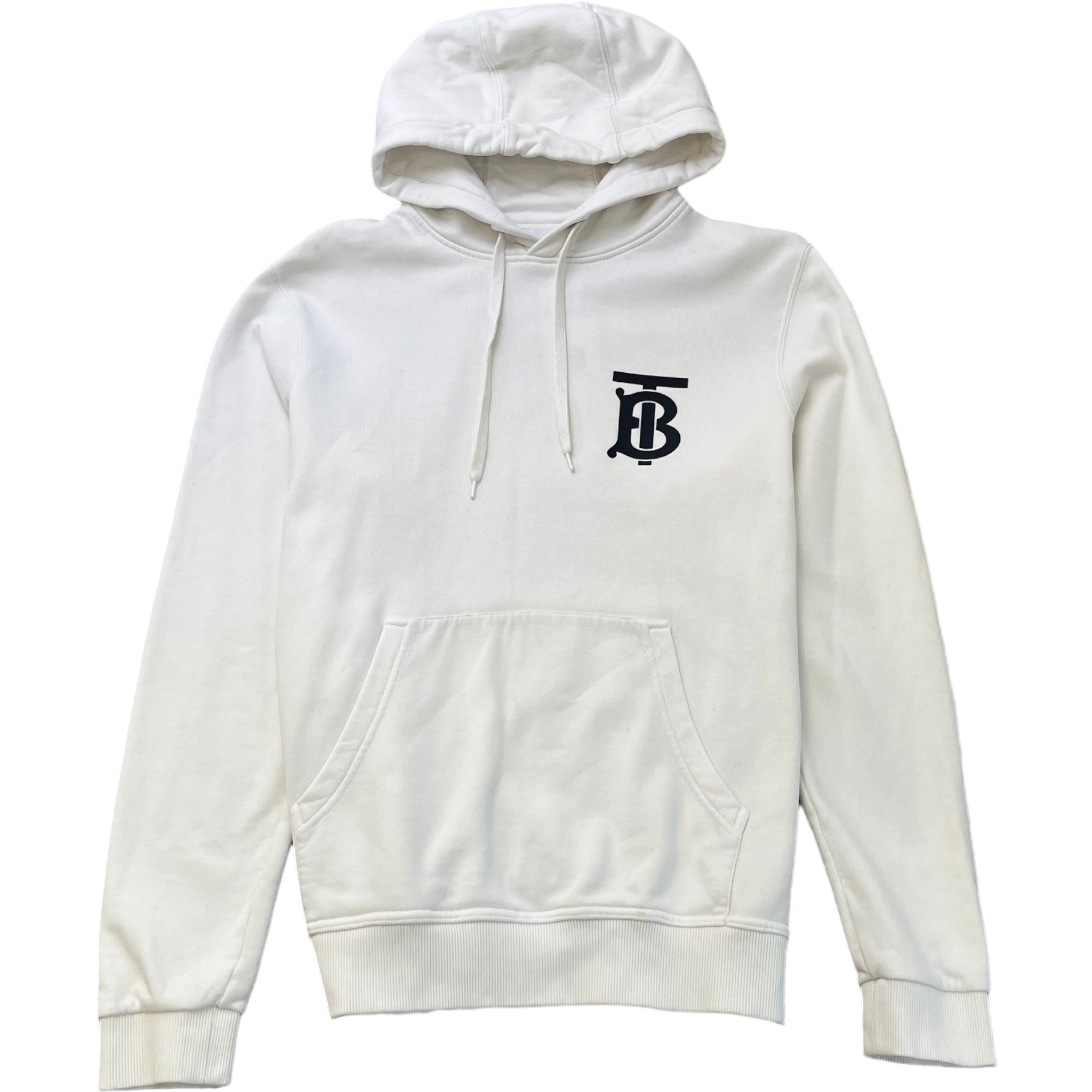 Men's Tb Logo Print Hoodie White Size S