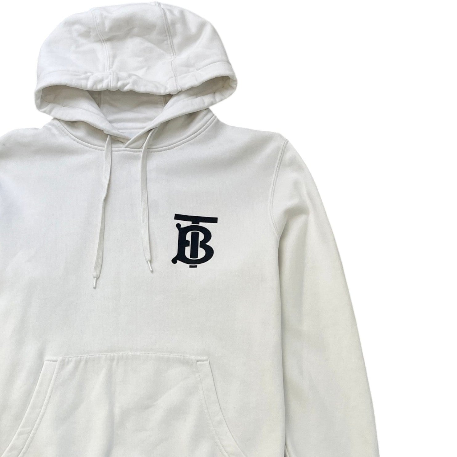Men's Tb Logo Print Hoodie White Size S