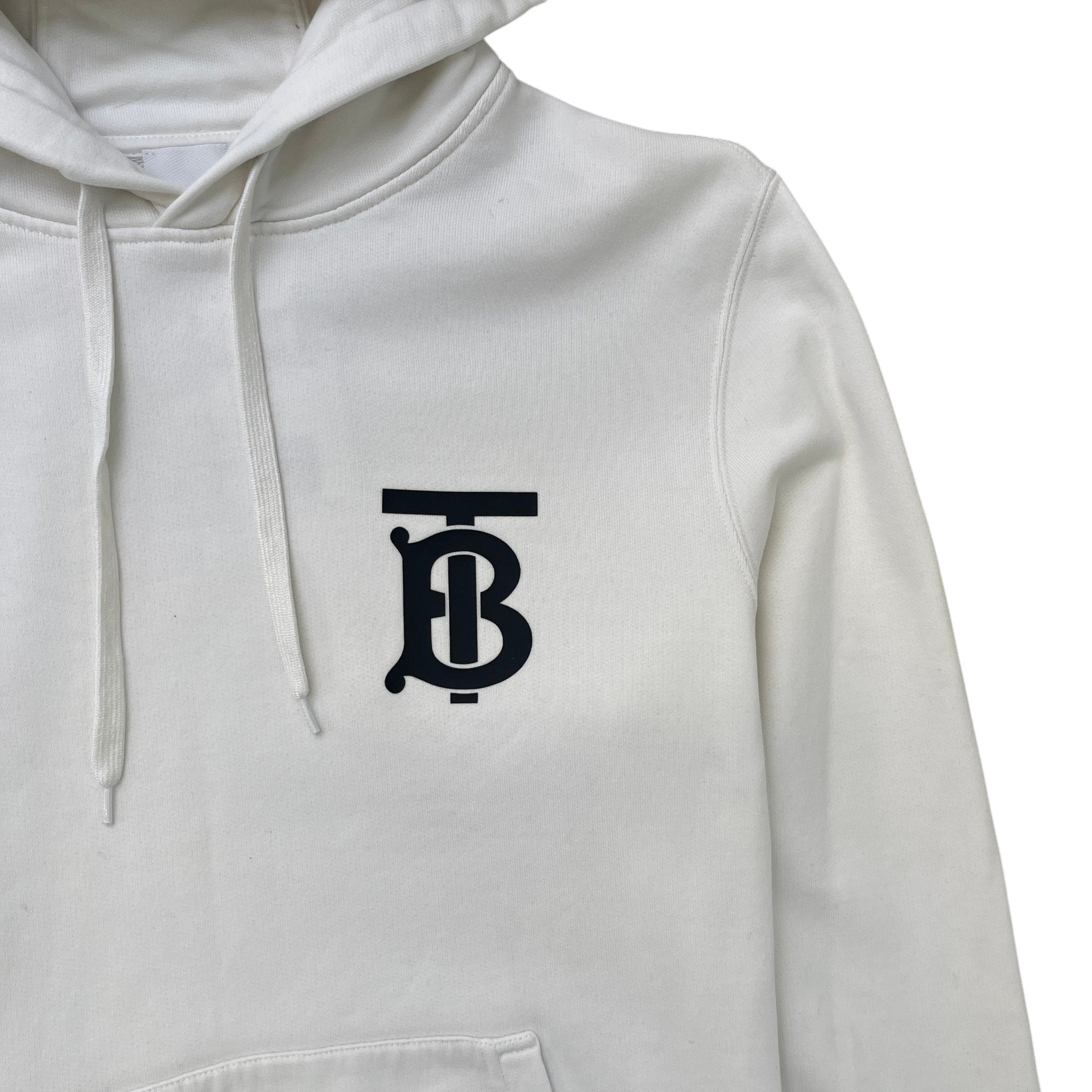 Men's Tb Logo Print Hoodie White Size S