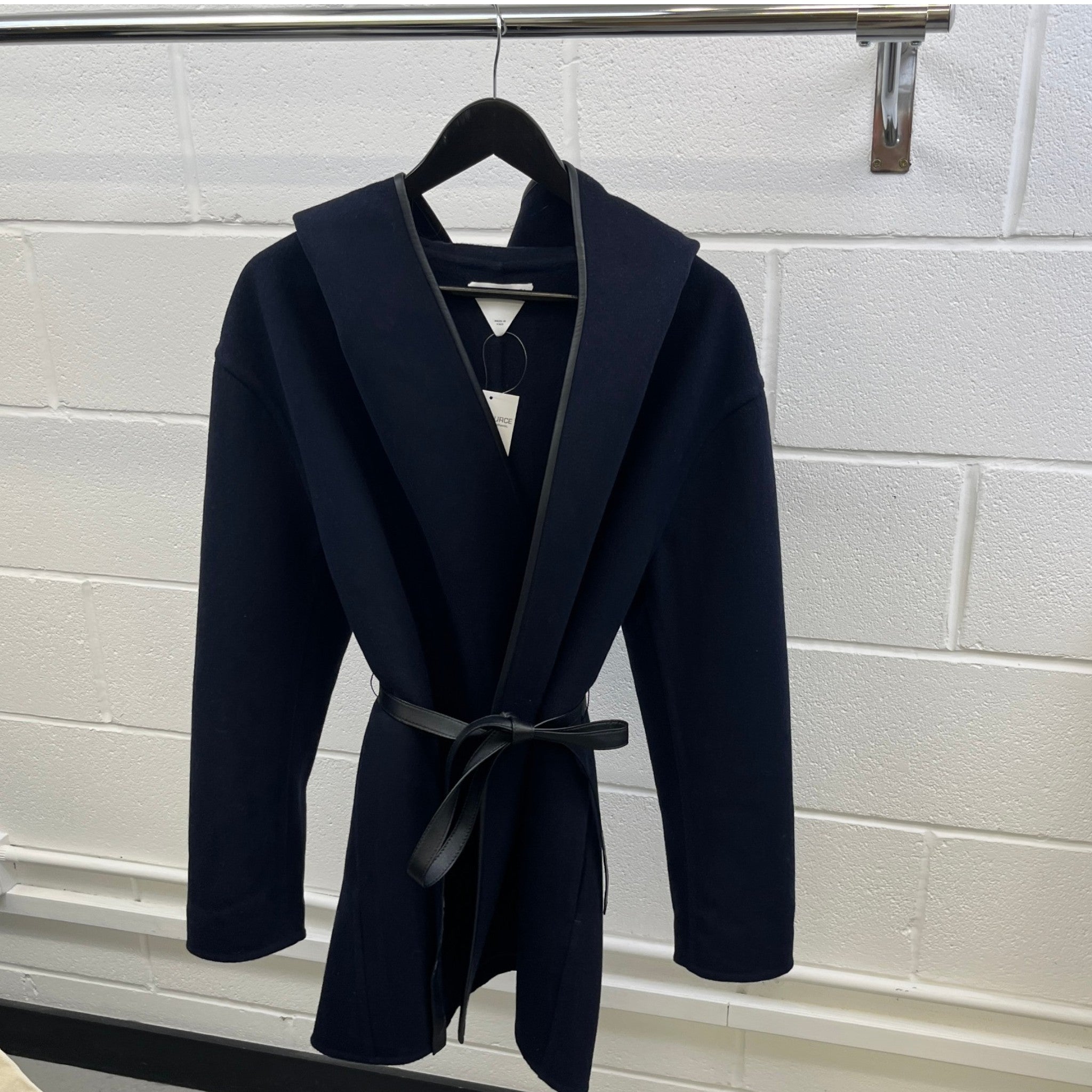 Women's Hooded V-Neck Wool Cashmere Jacket Navy Size IT 40 / UK 8