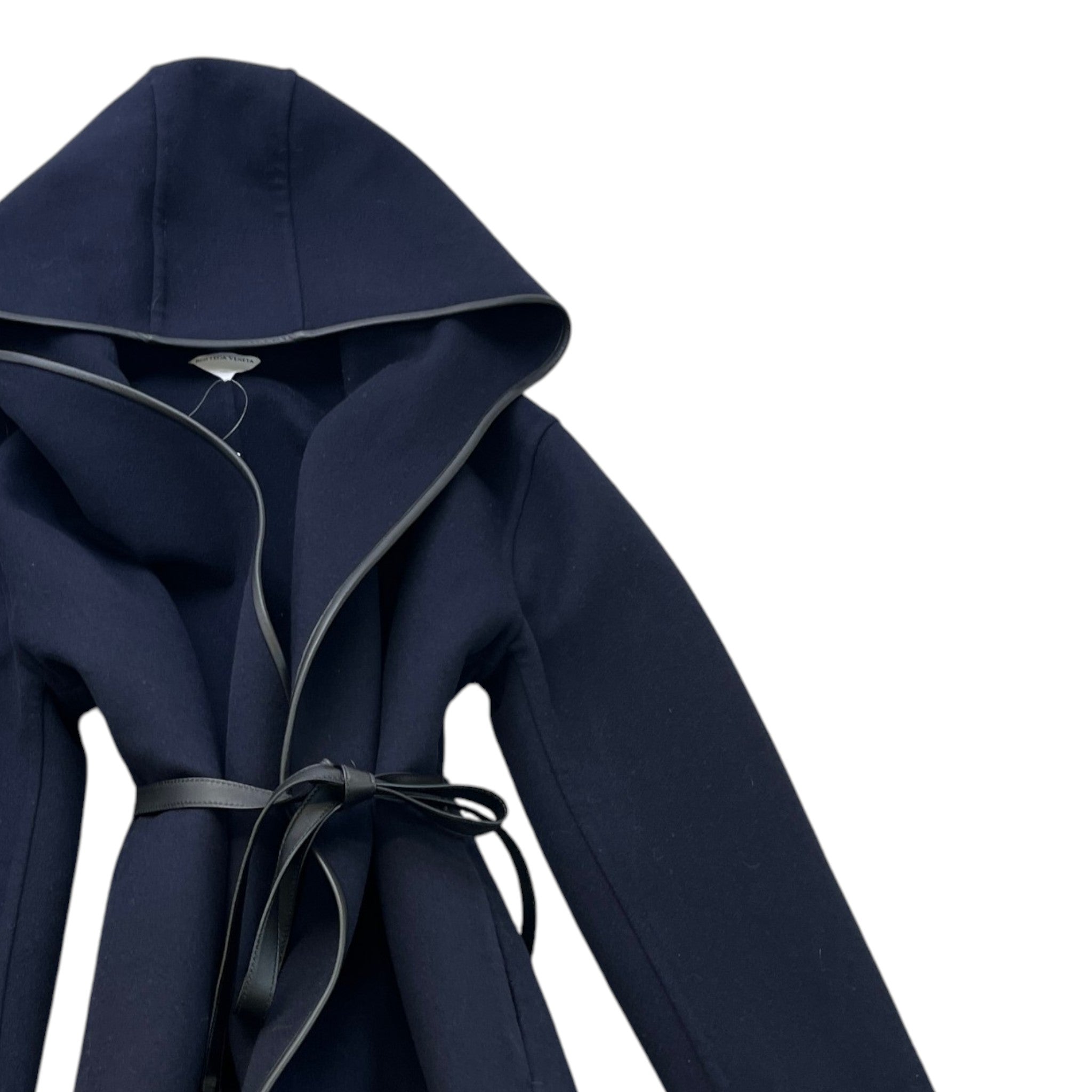 Women's Hooded V-Neck Wool Cashmere Jacket Navy Size IT 40 / UK 8