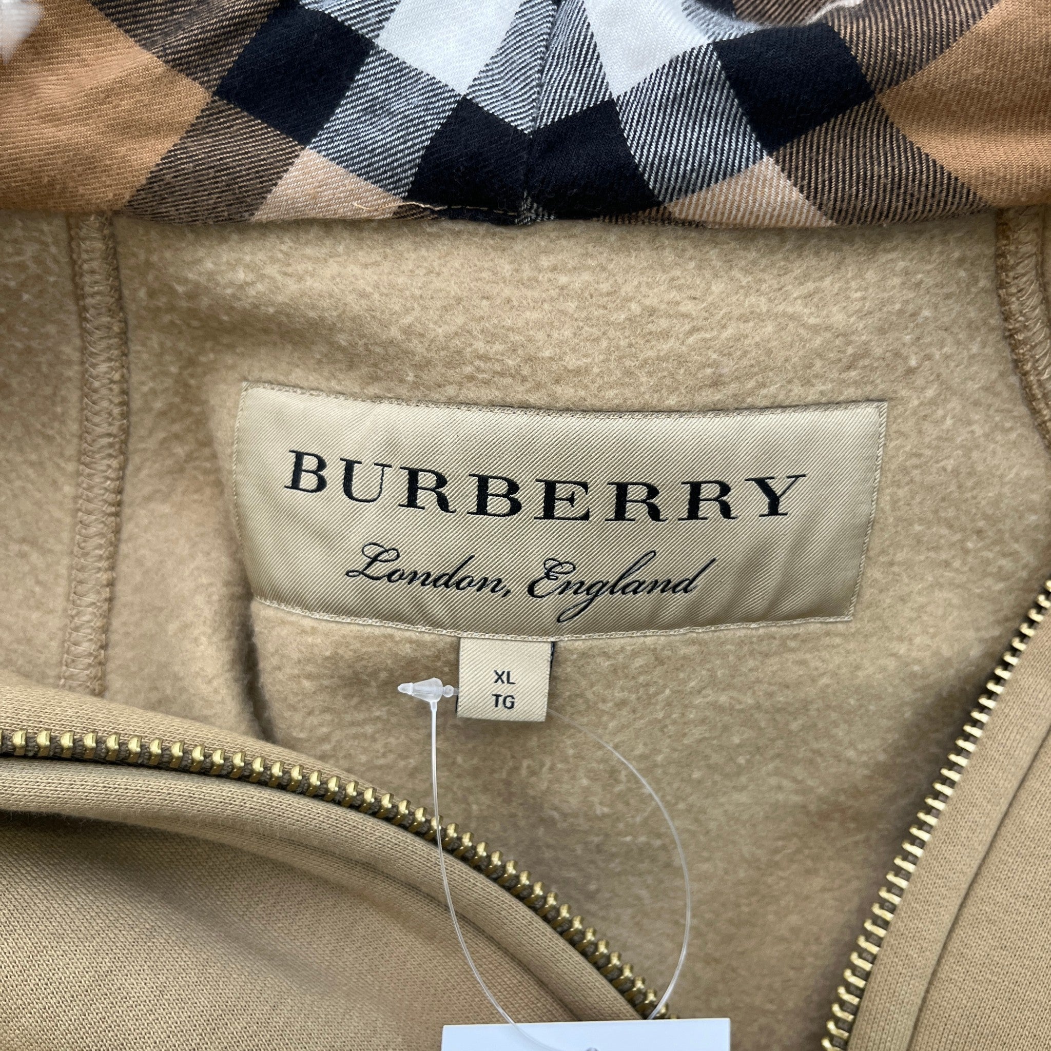 Women's Nova Check Hoodie Beige Size XL