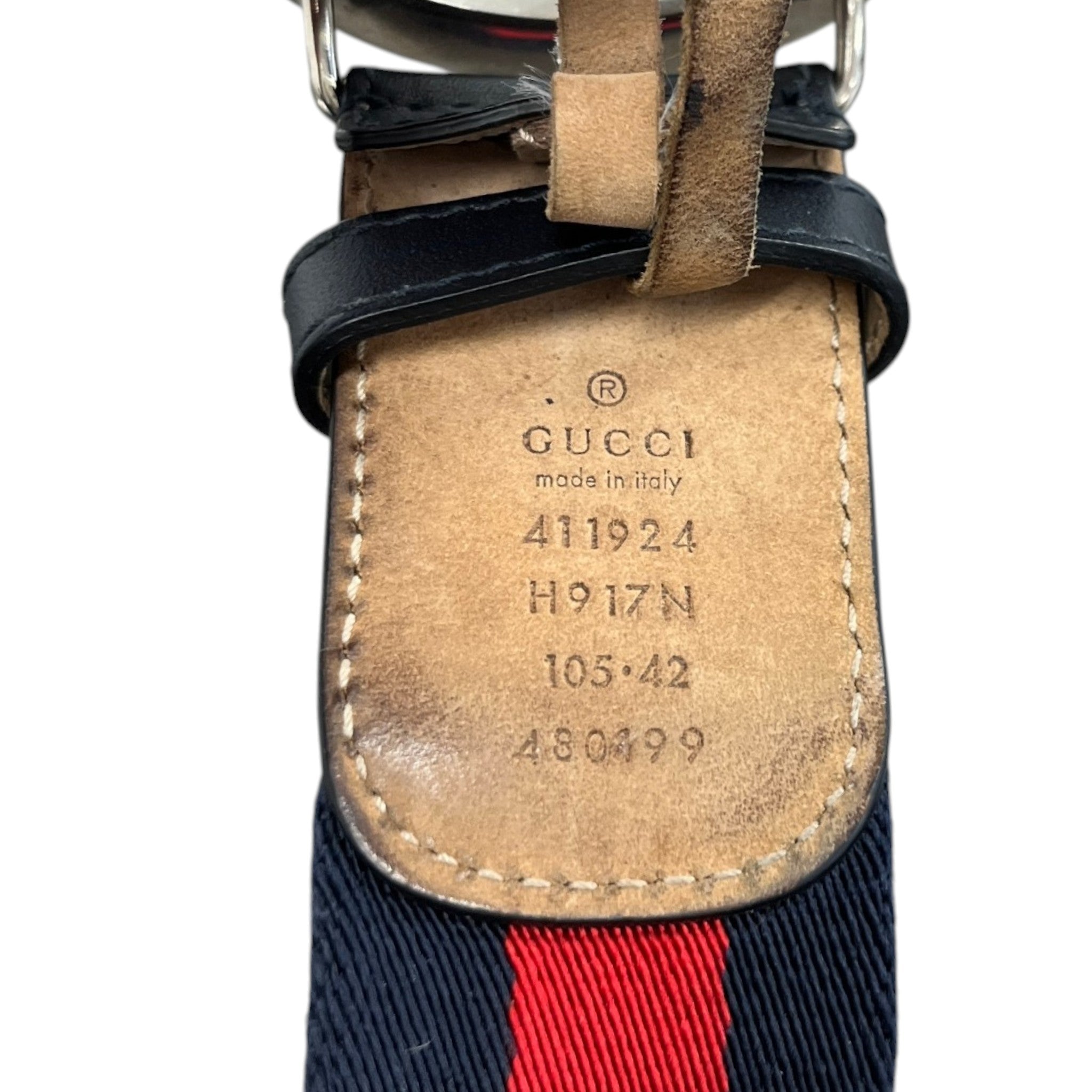 Men's Interlocking G Belt Navy Size Waist 36"