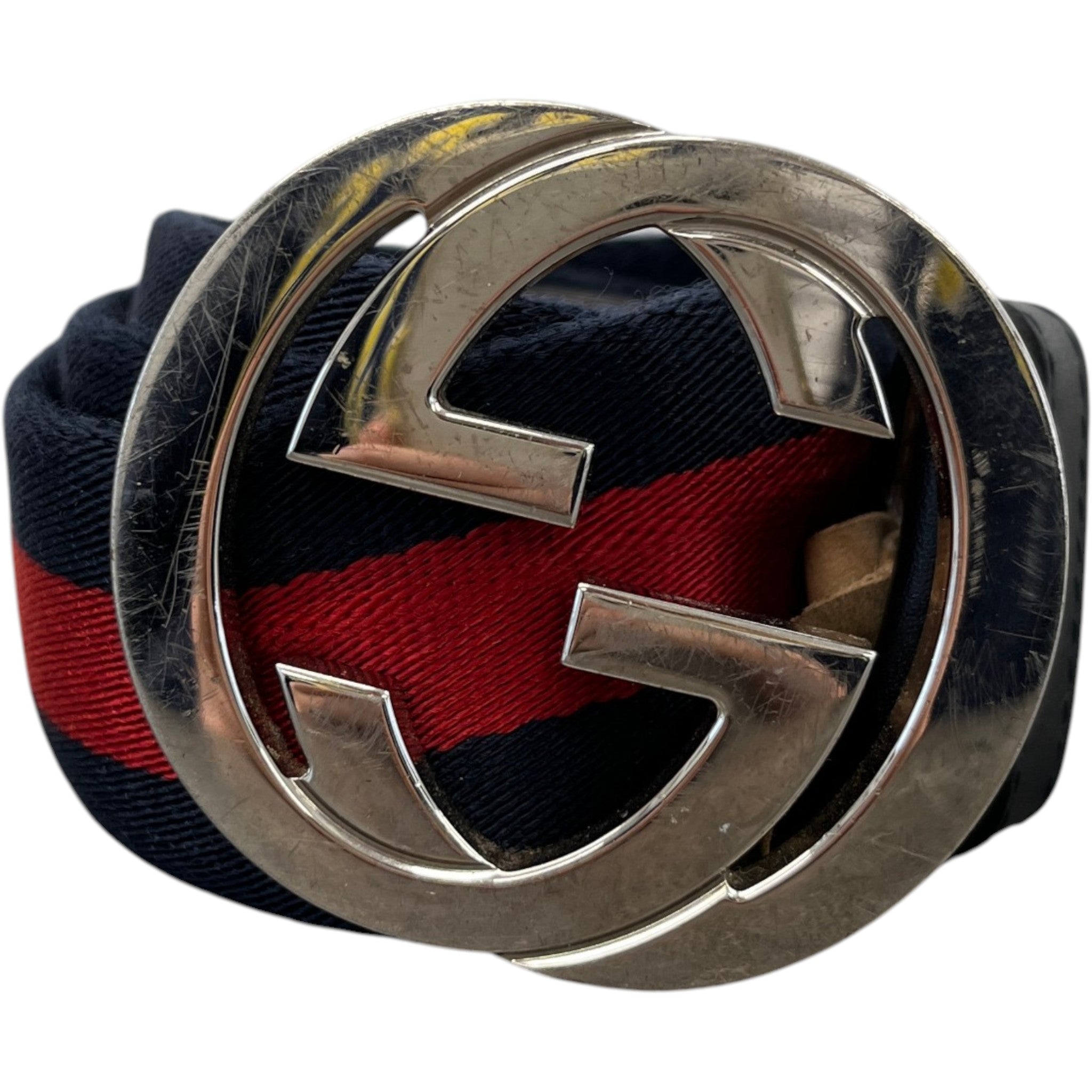 Men's Interlocking G Belt Navy Size Waist 36"