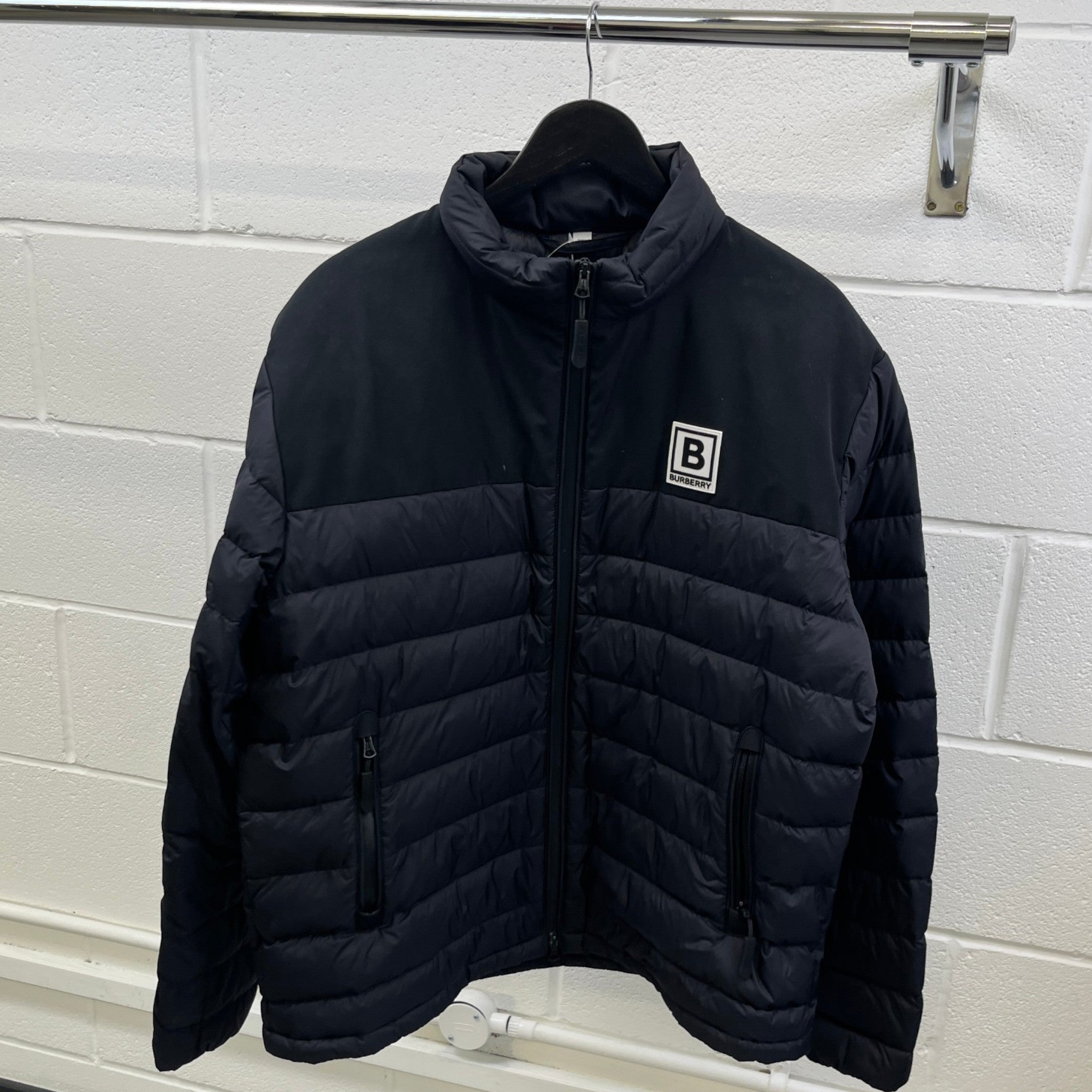 Men's Equestrian Knight Design Down Jacket Black Size XXL