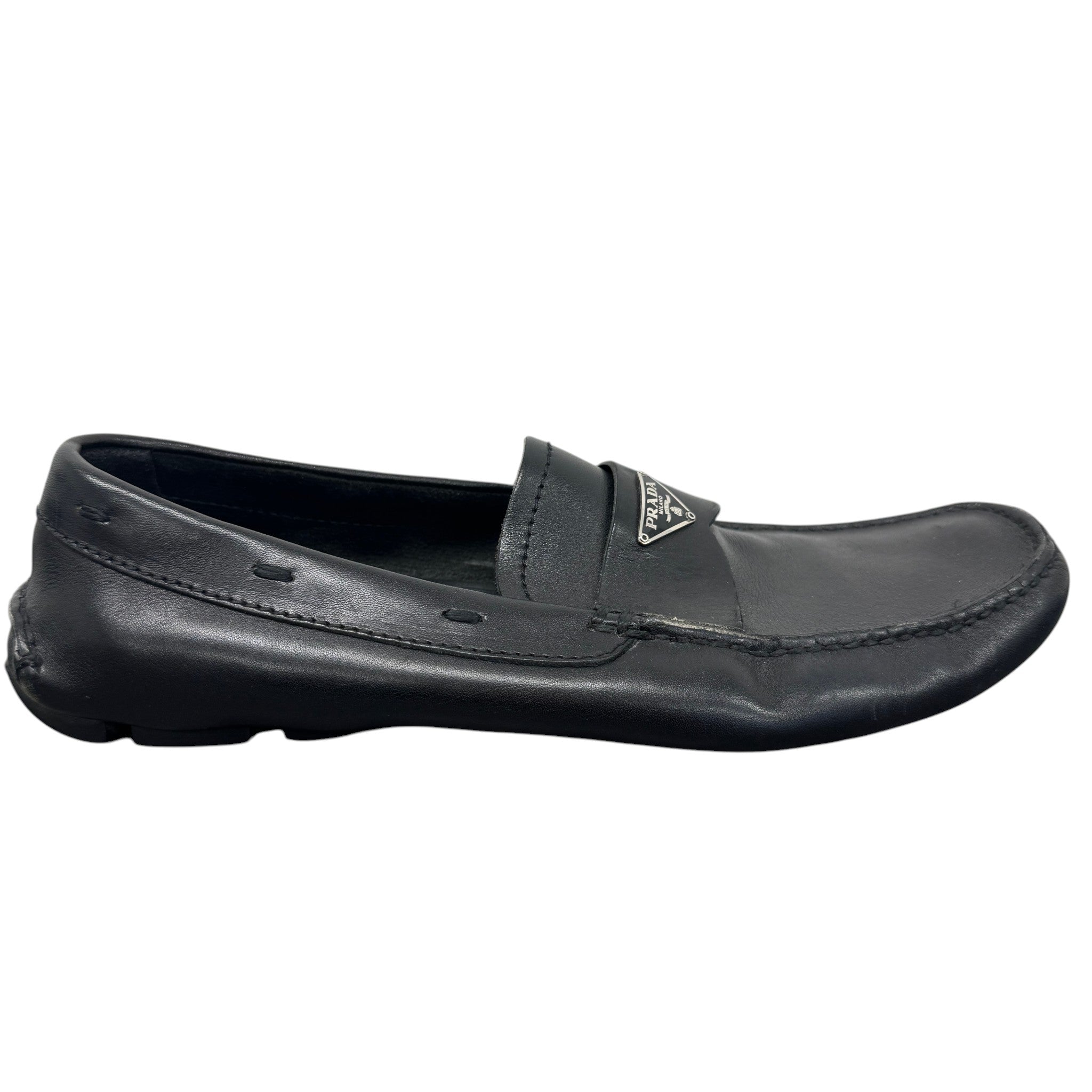 Men's Plaque Logo Loafers Black Size EU 42 / UK 8
