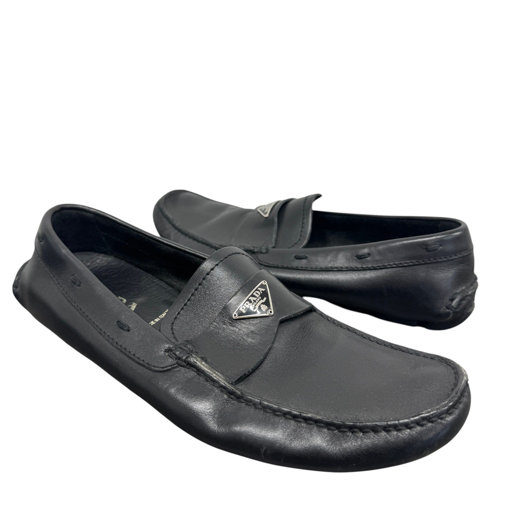 Men's Plaque Logo Loafers Black Size EU 42 / UK 8