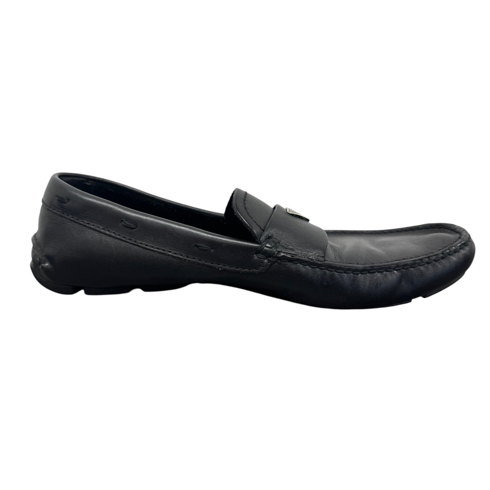 Men's Plaque Logo Loafers Black Size EU 42 / UK 8