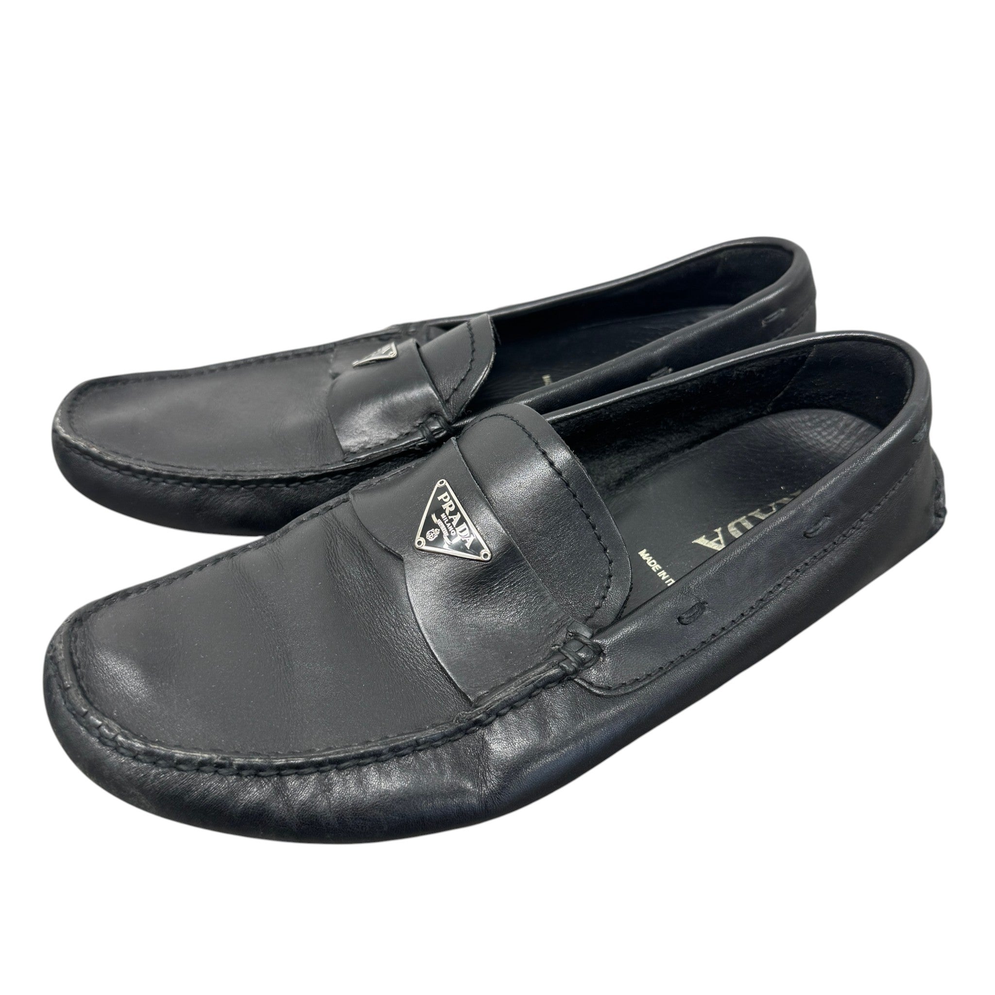 Men's Plaque Logo Loafers Black Size EU 42 / UK 8