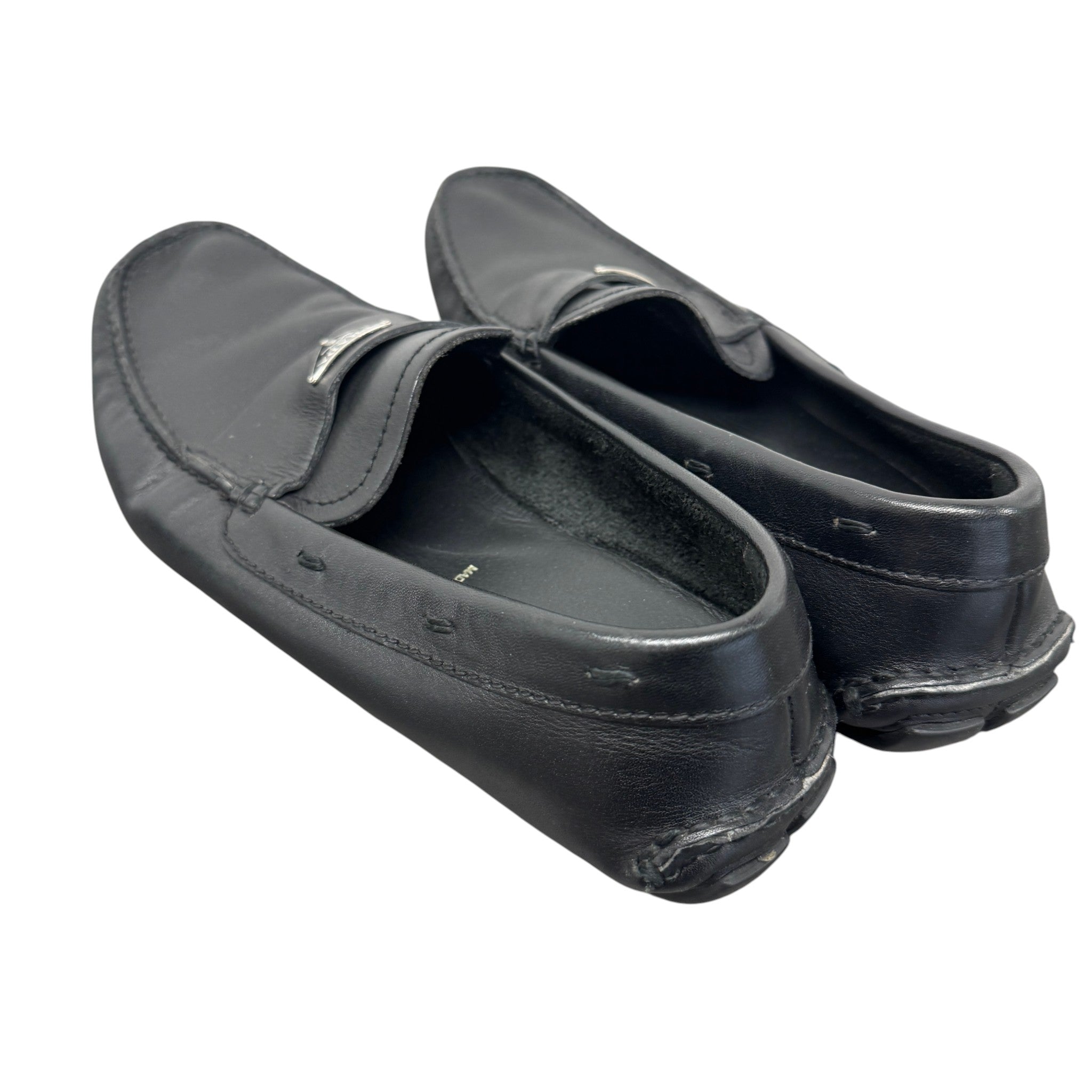 Men's Plaque Logo Loafers Black Size EU 42 / UK 8