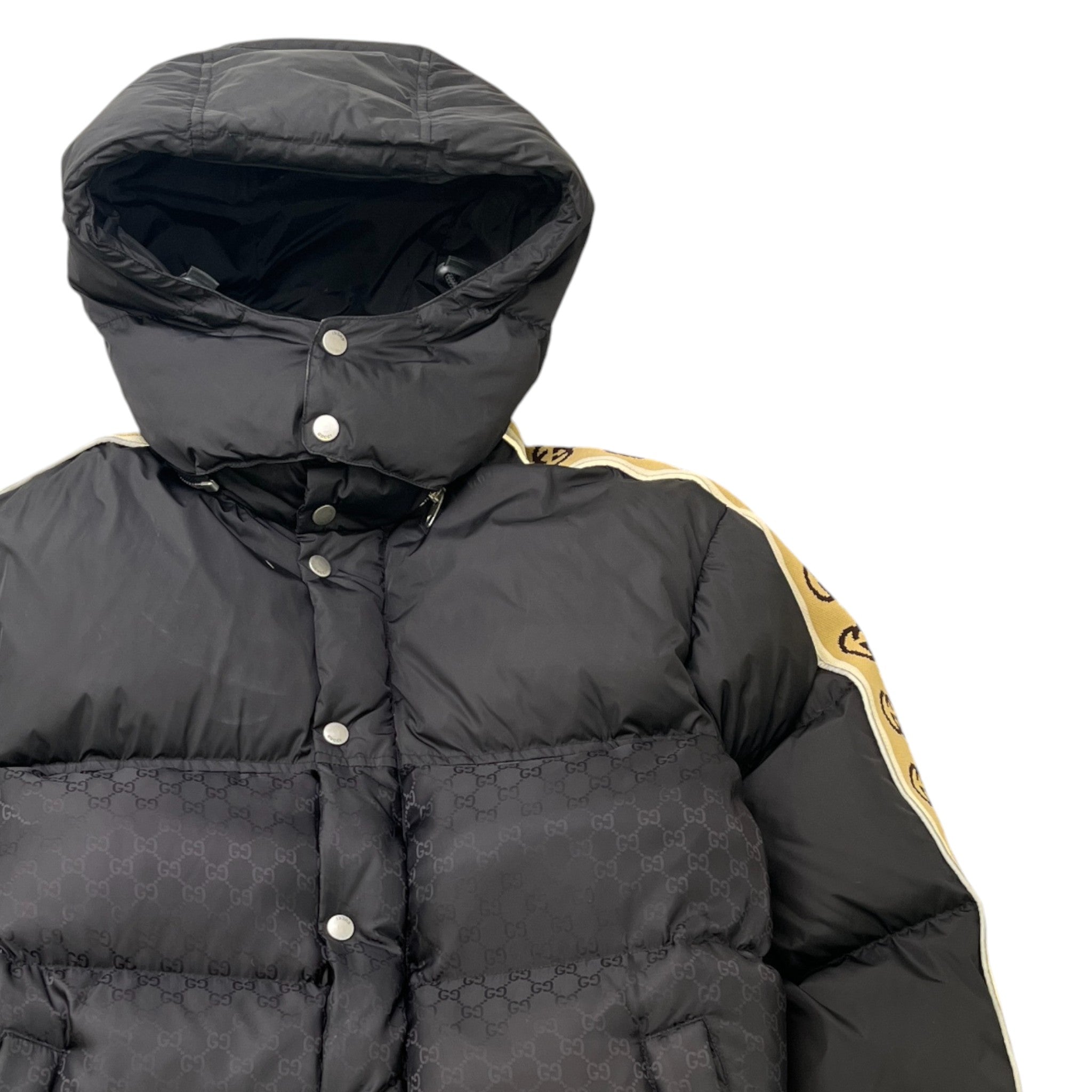 Men's Gg Supreme Tape Logo Down Jacket Black Size IT 48 / M