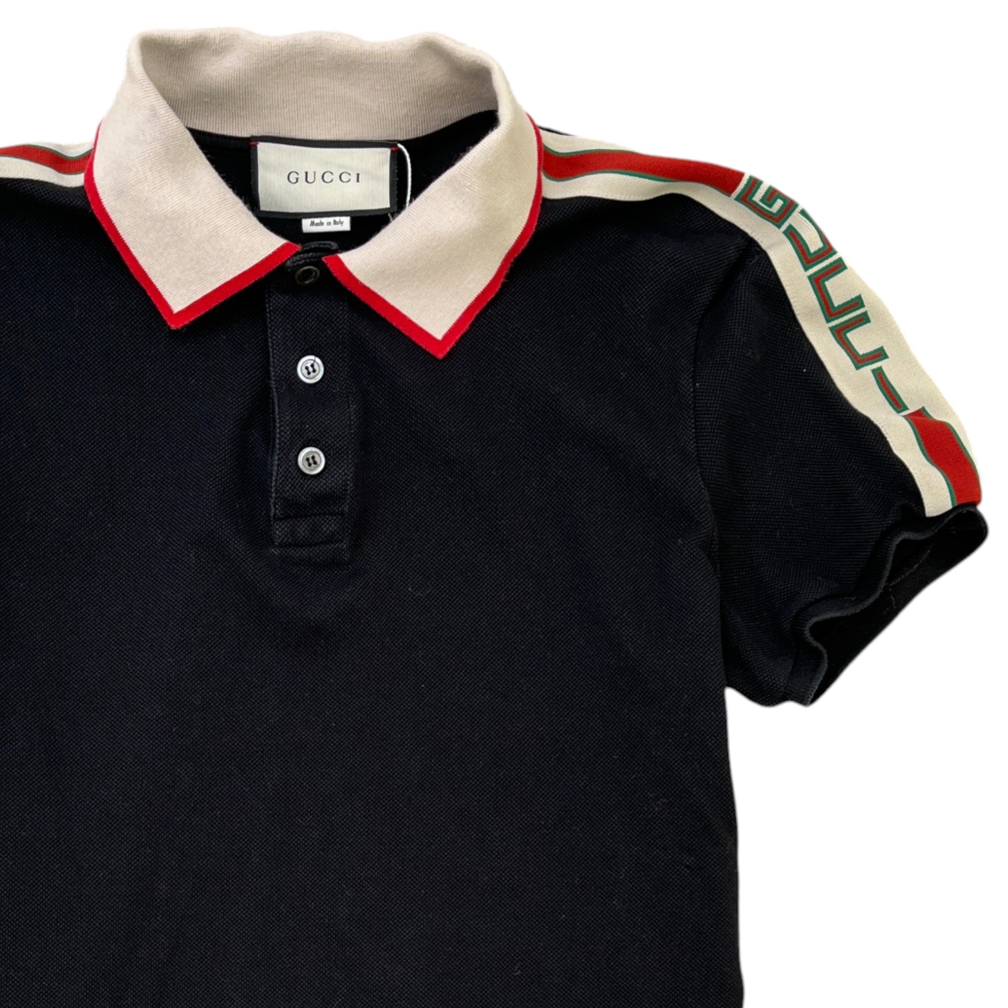 Men's Web Tape Logo Polo Shirt Black Size XS