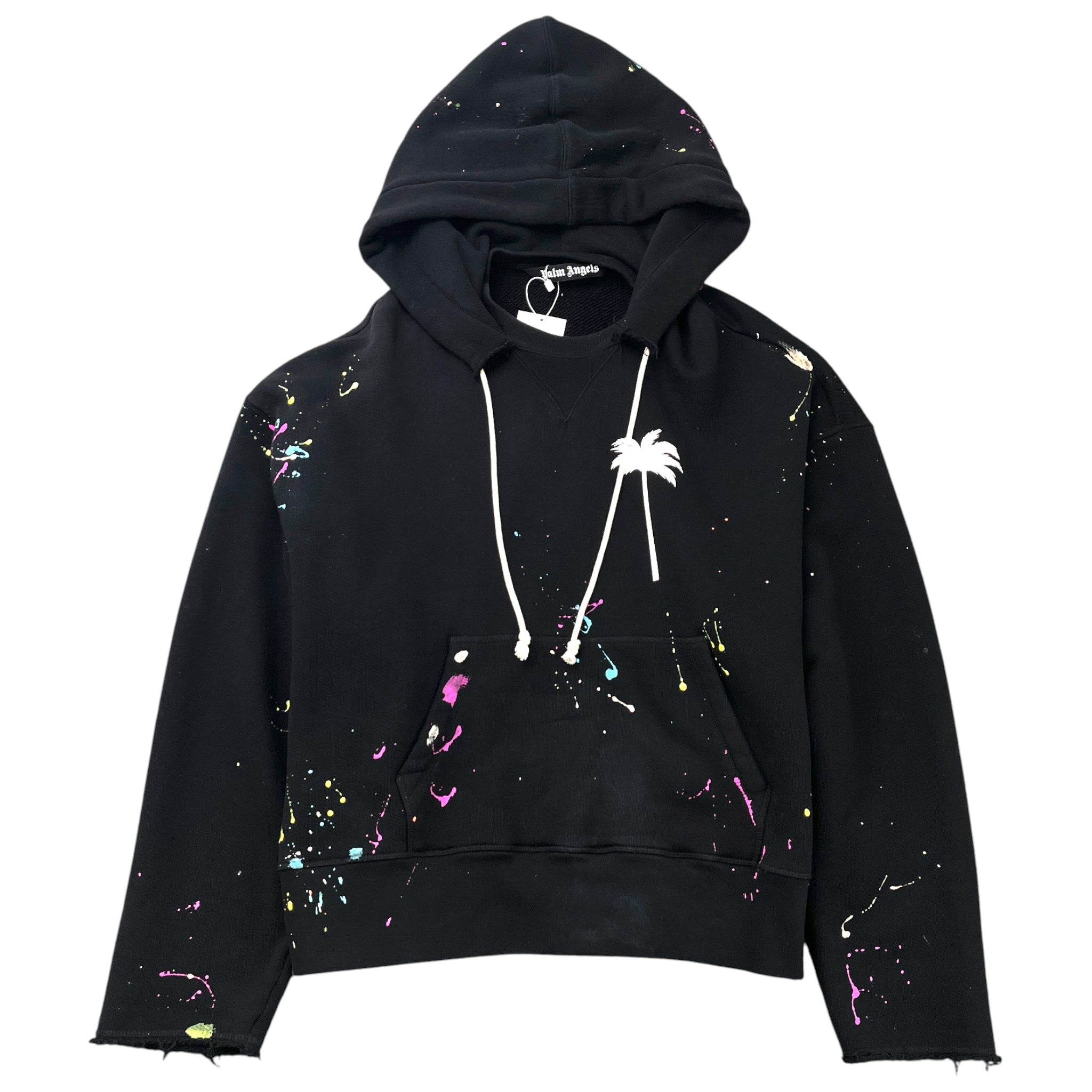 Men's Print Paint Splatter Hoodie Black Size M