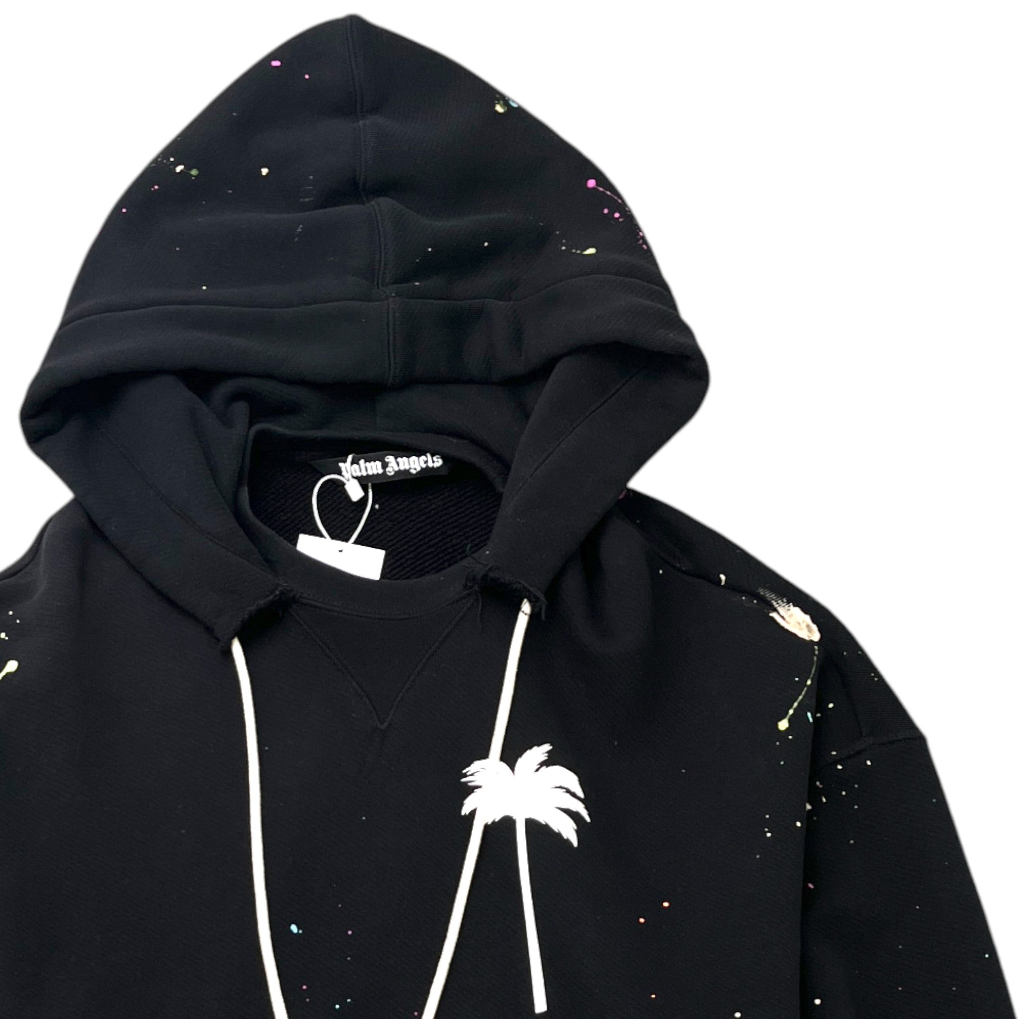 Men's Print Paint Splatter Hoodie Black Size M
