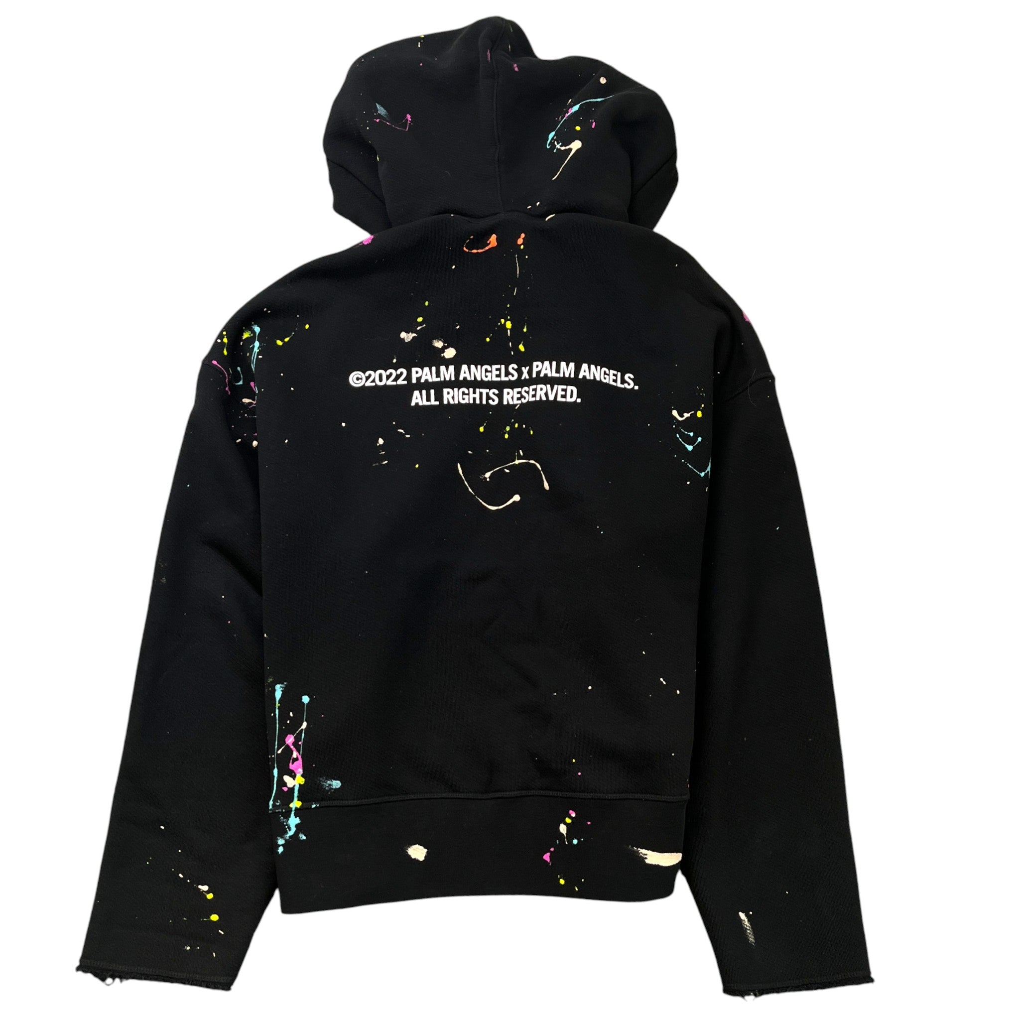 Men's Print Paint Splatter Hoodie Black Size M