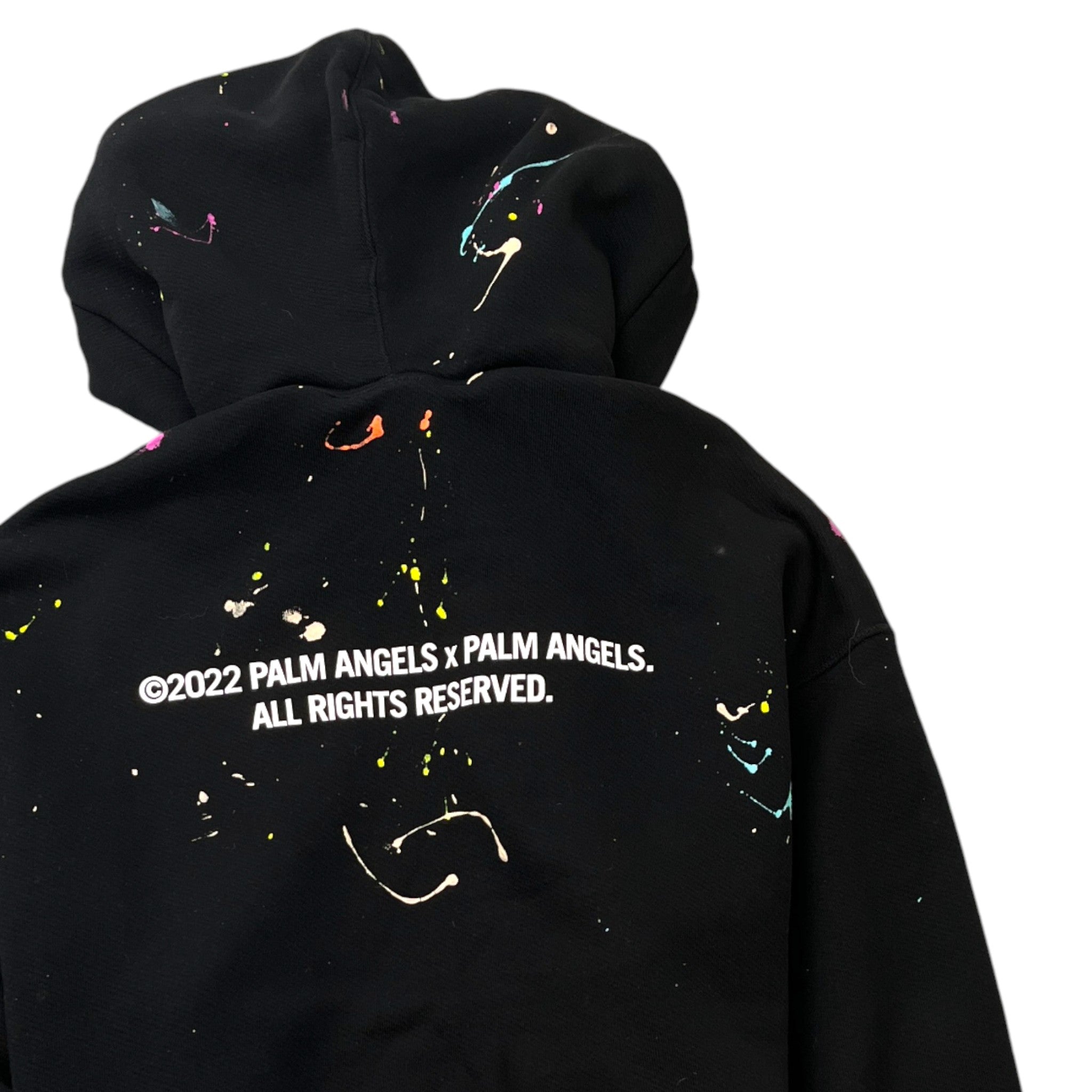 Men's Print Paint Splatter Hoodie Black Size M