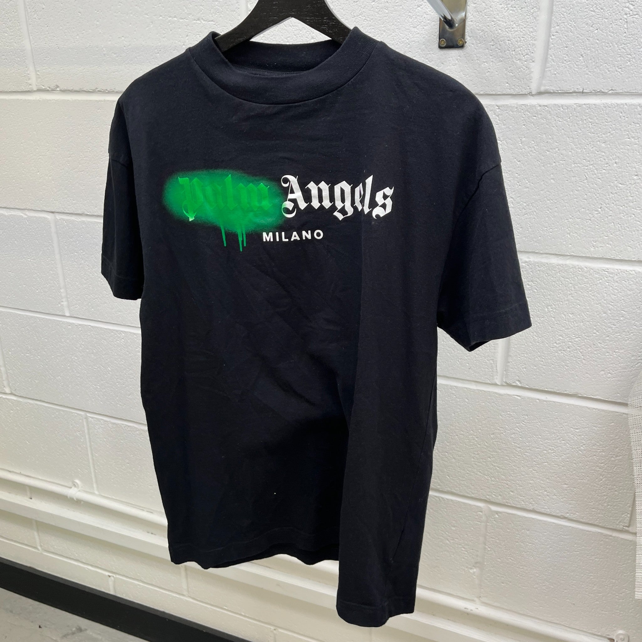 Men's Spray Logo Print T-Shirt Black Size S