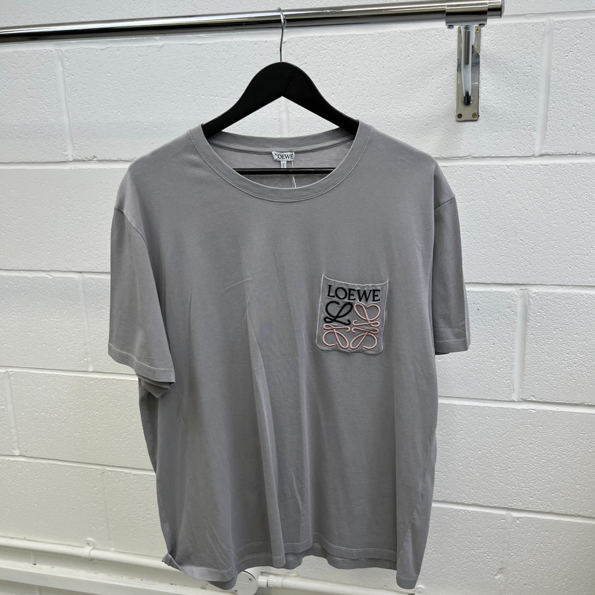 Men's Embroidered Logo T-Shirt Grey Size XL