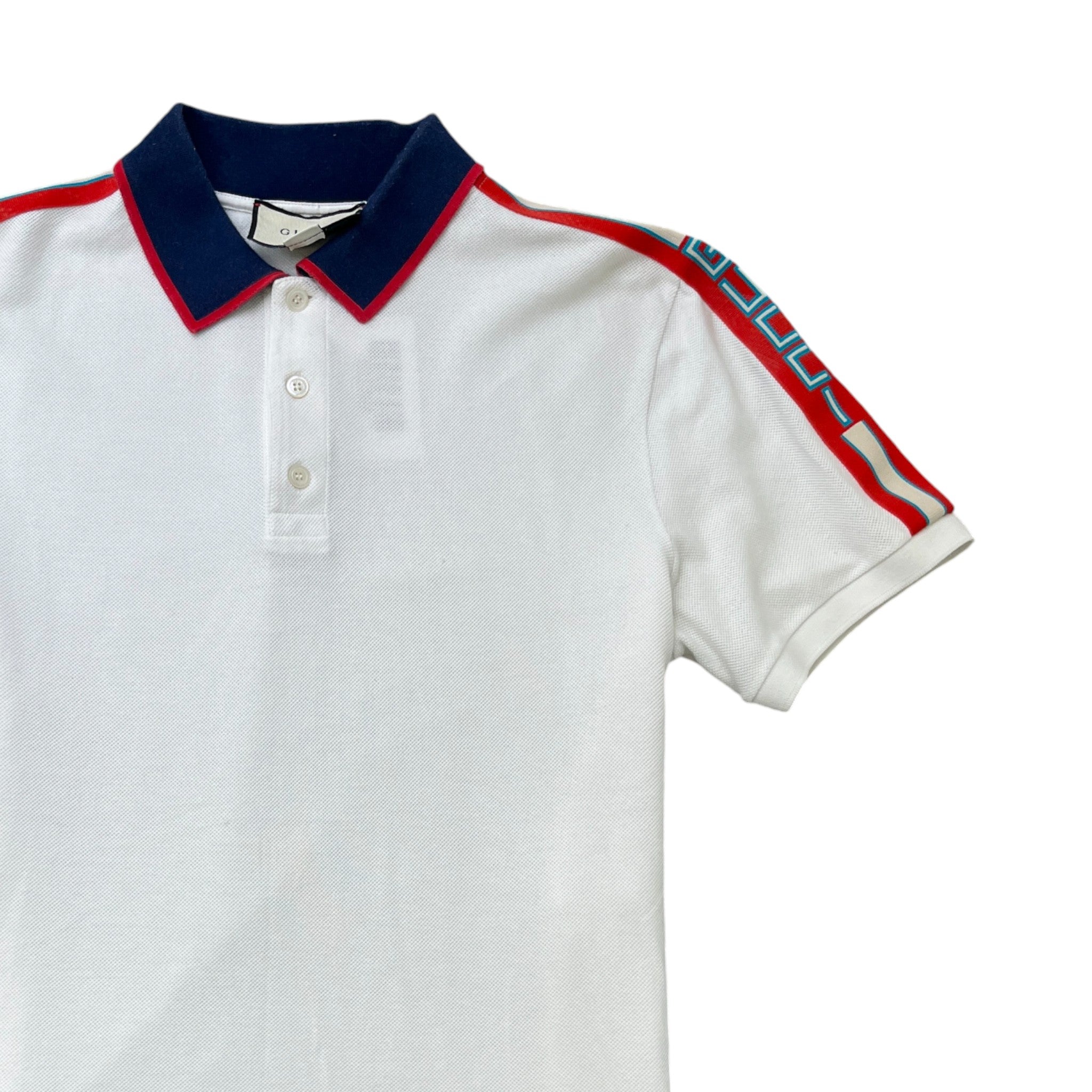 Men's Tape Logo Polo Shirt White Size XL