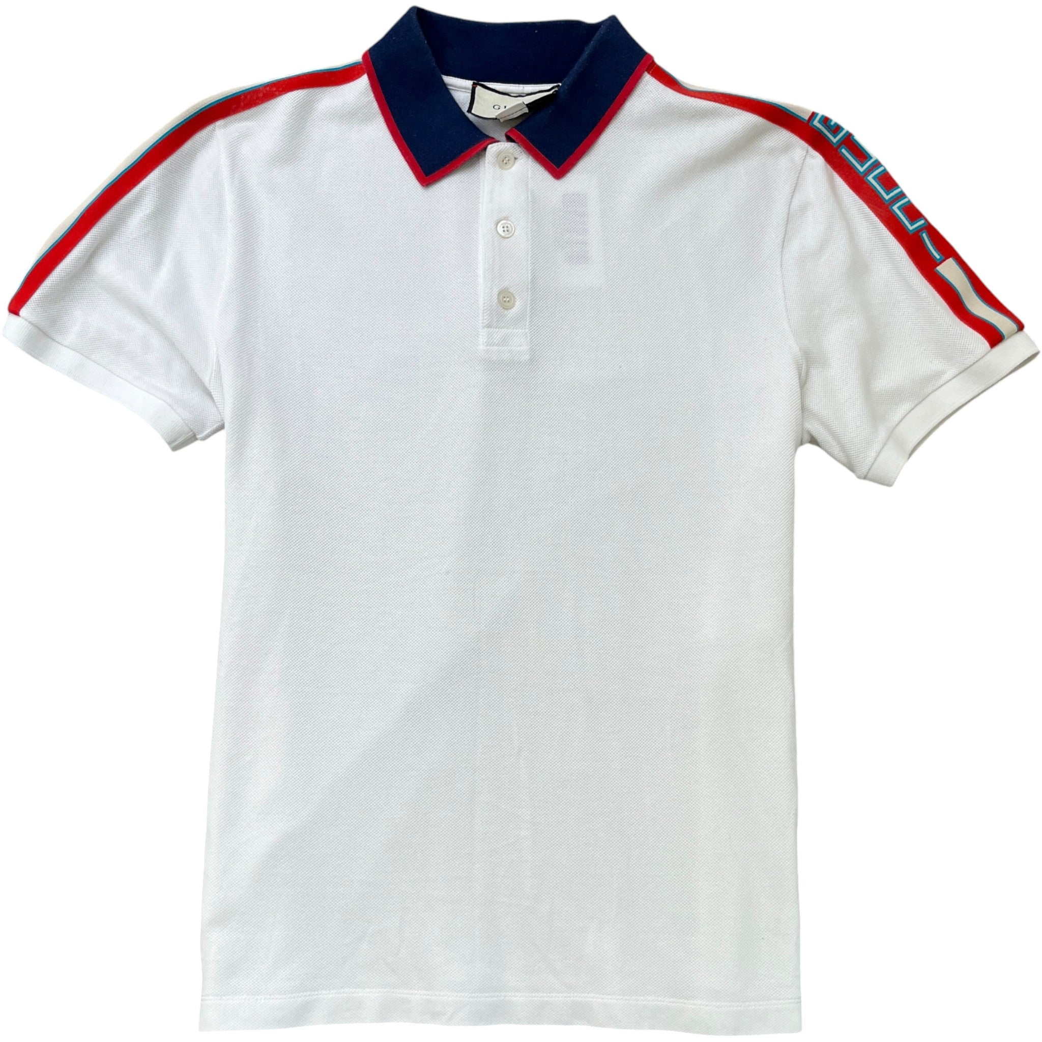 Men's Tape Logo Polo Shirt White Size XL