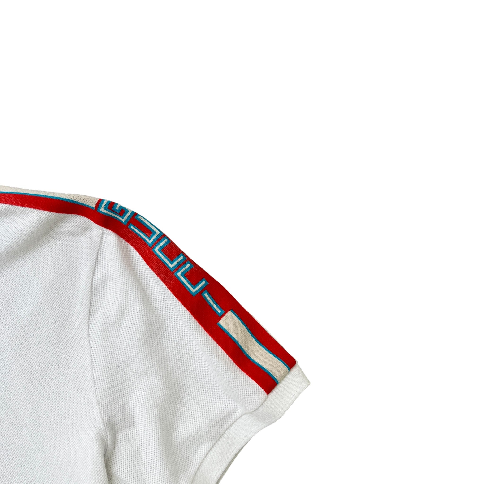 Men's Tape Logo Polo Shirt White Size XL