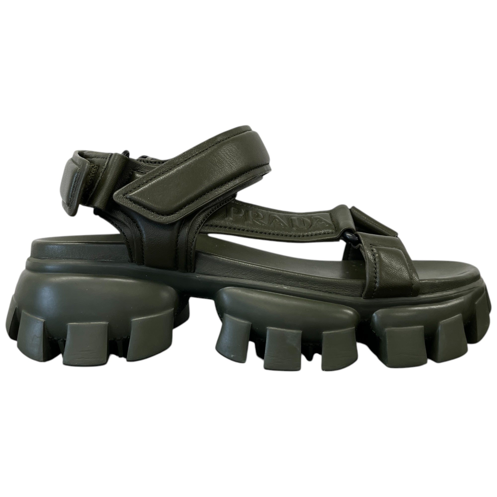 Women's Logo Embossed Sandals Khaki Size EU 37 / UK 4