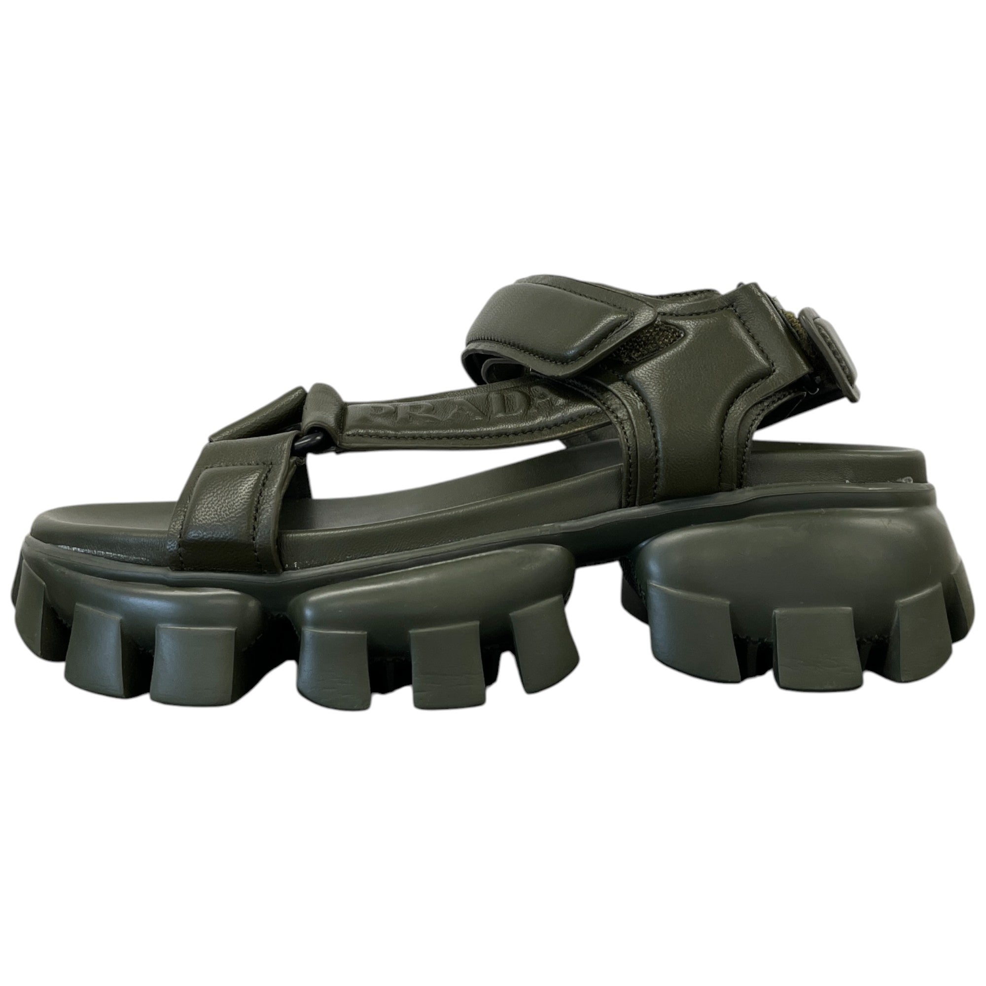 Women's Logo Embossed Sandals Khaki Size EU 37 / UK 4