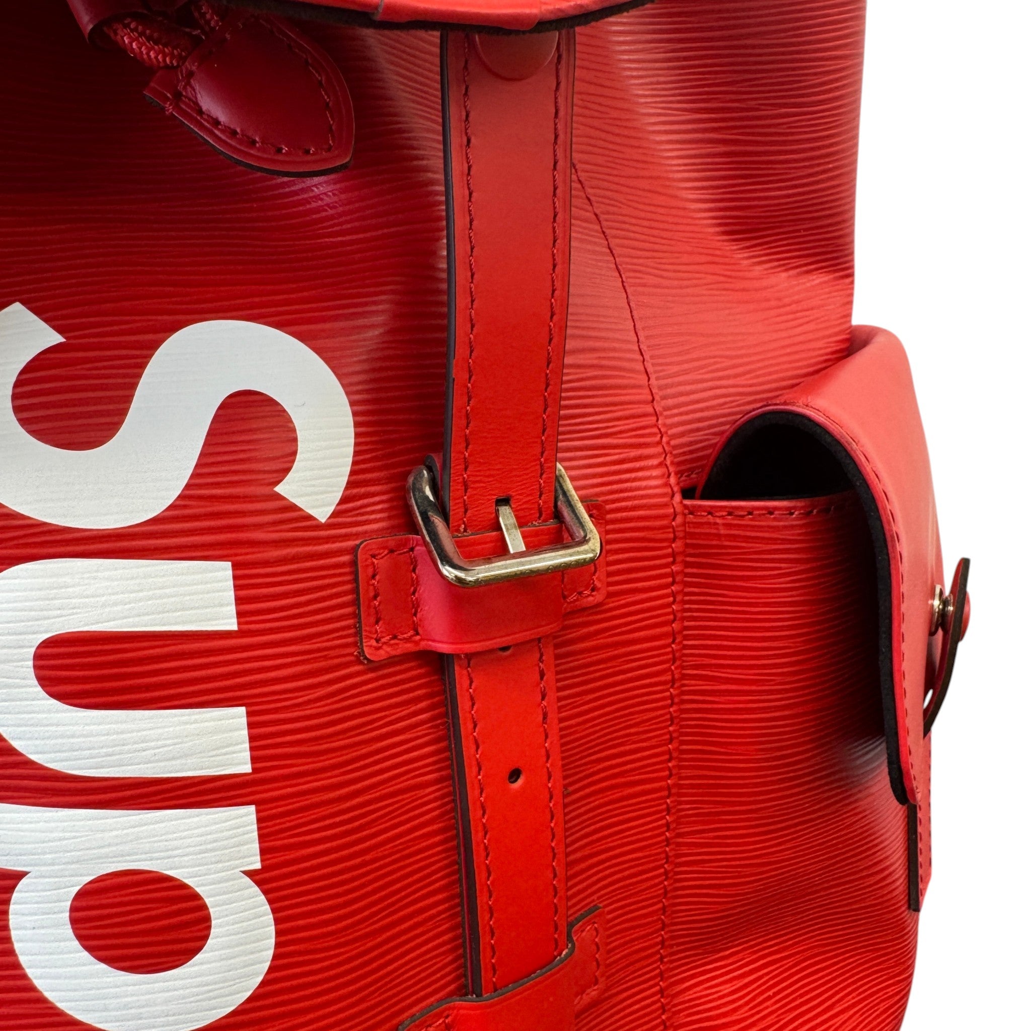 Men's Epi Leather Christopher X Supreme Backpack Red