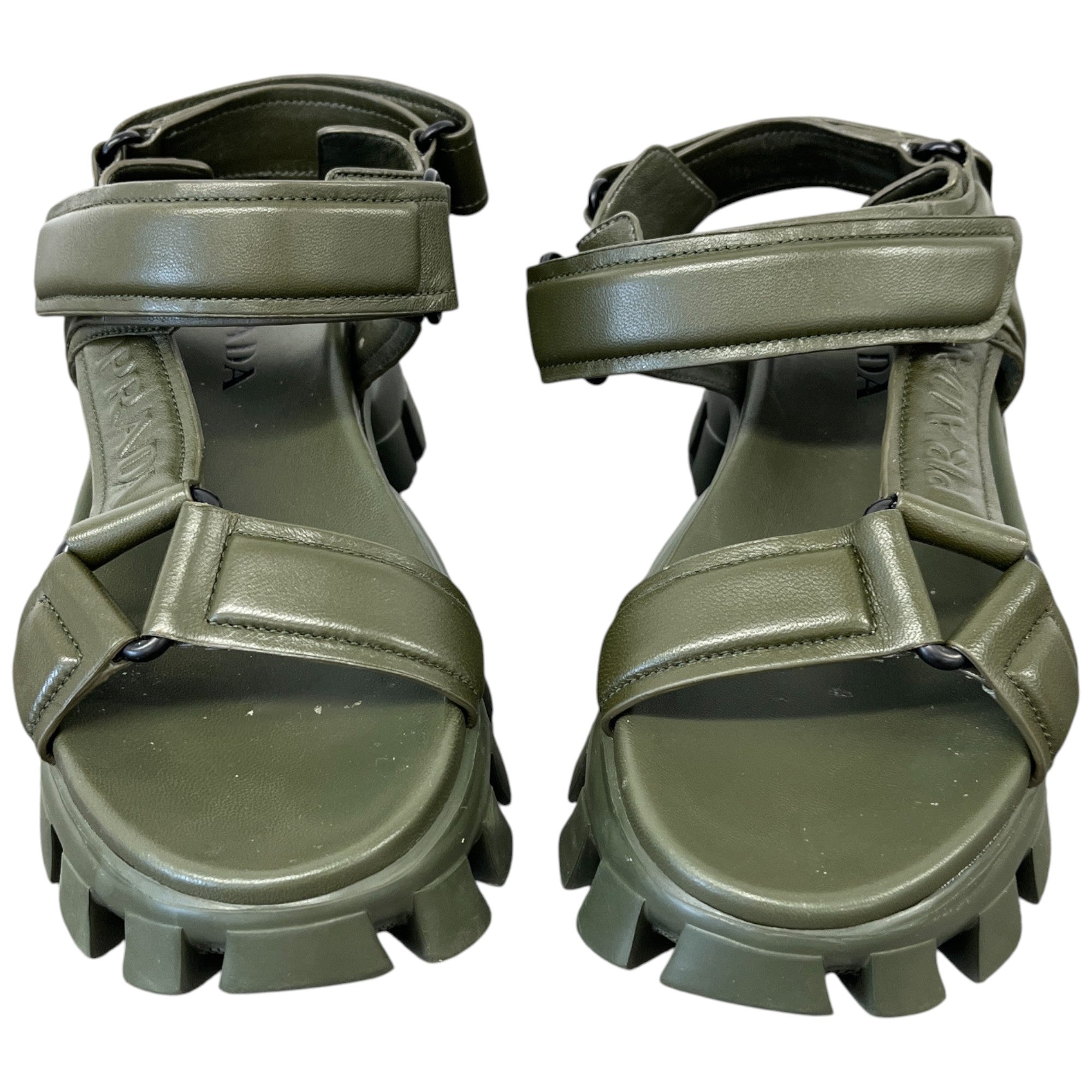 Women's Logo Embossed Sandals Khaki Size EU 37 / UK 4