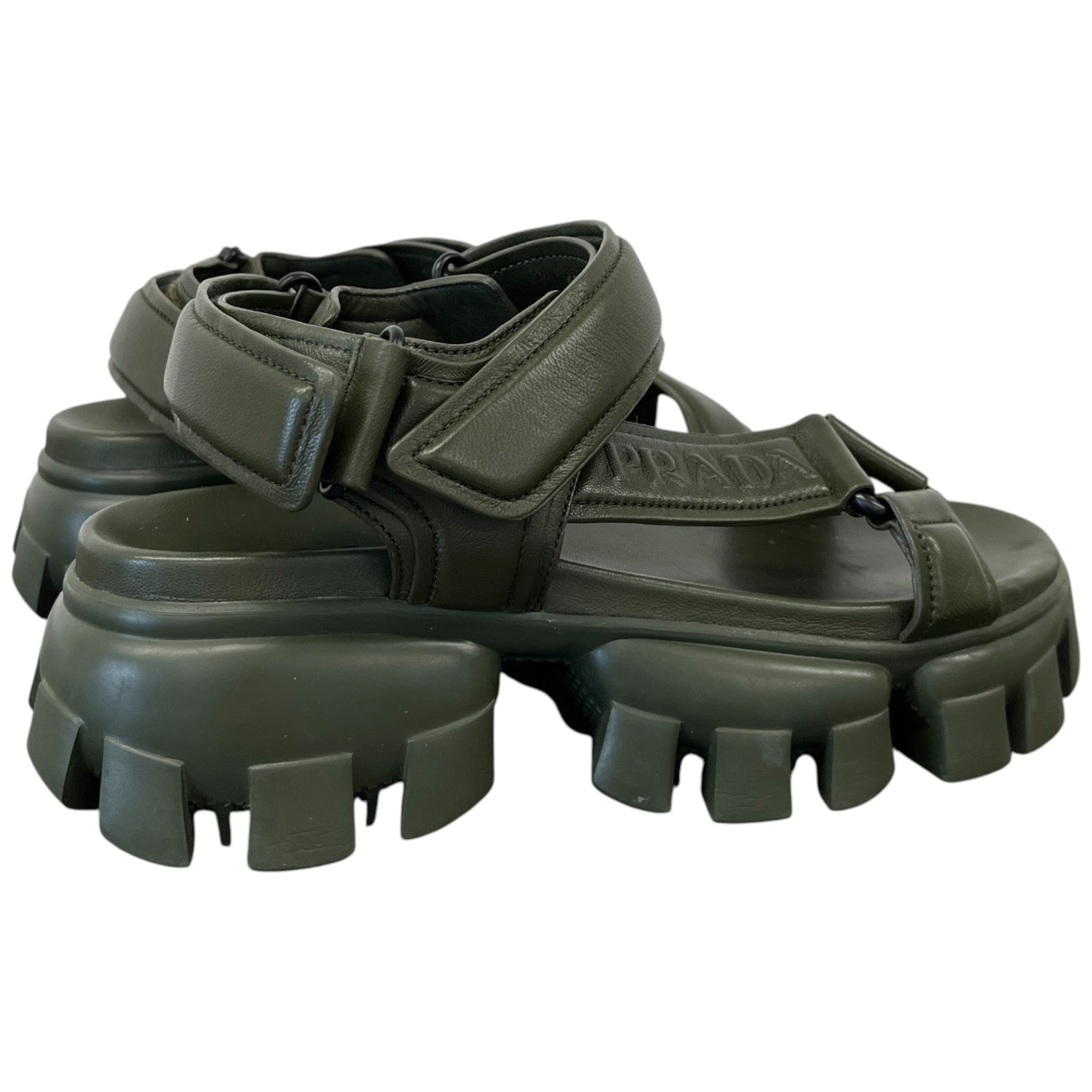 Women's Logo Embossed Sandals Khaki Size EU 37 / UK 4