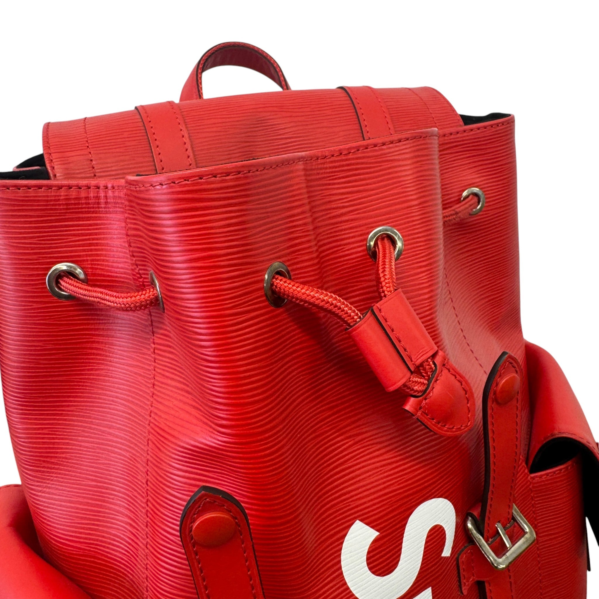 Men's Epi Leather Christopher X Supreme Backpack Red