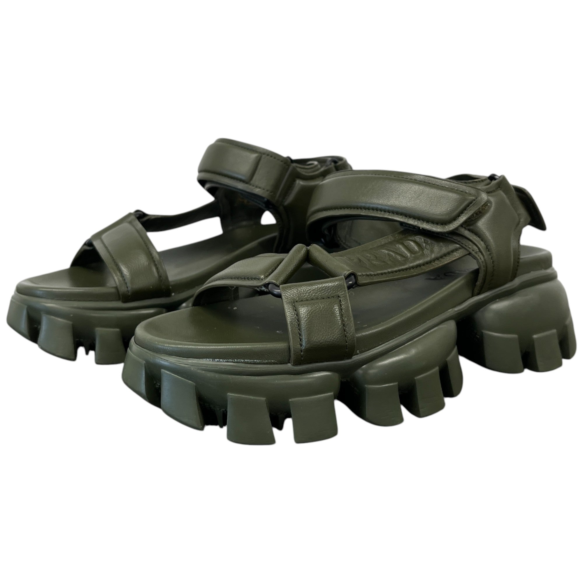 Women's Logo Embossed Sandals Khaki Size EU 37 / UK 4