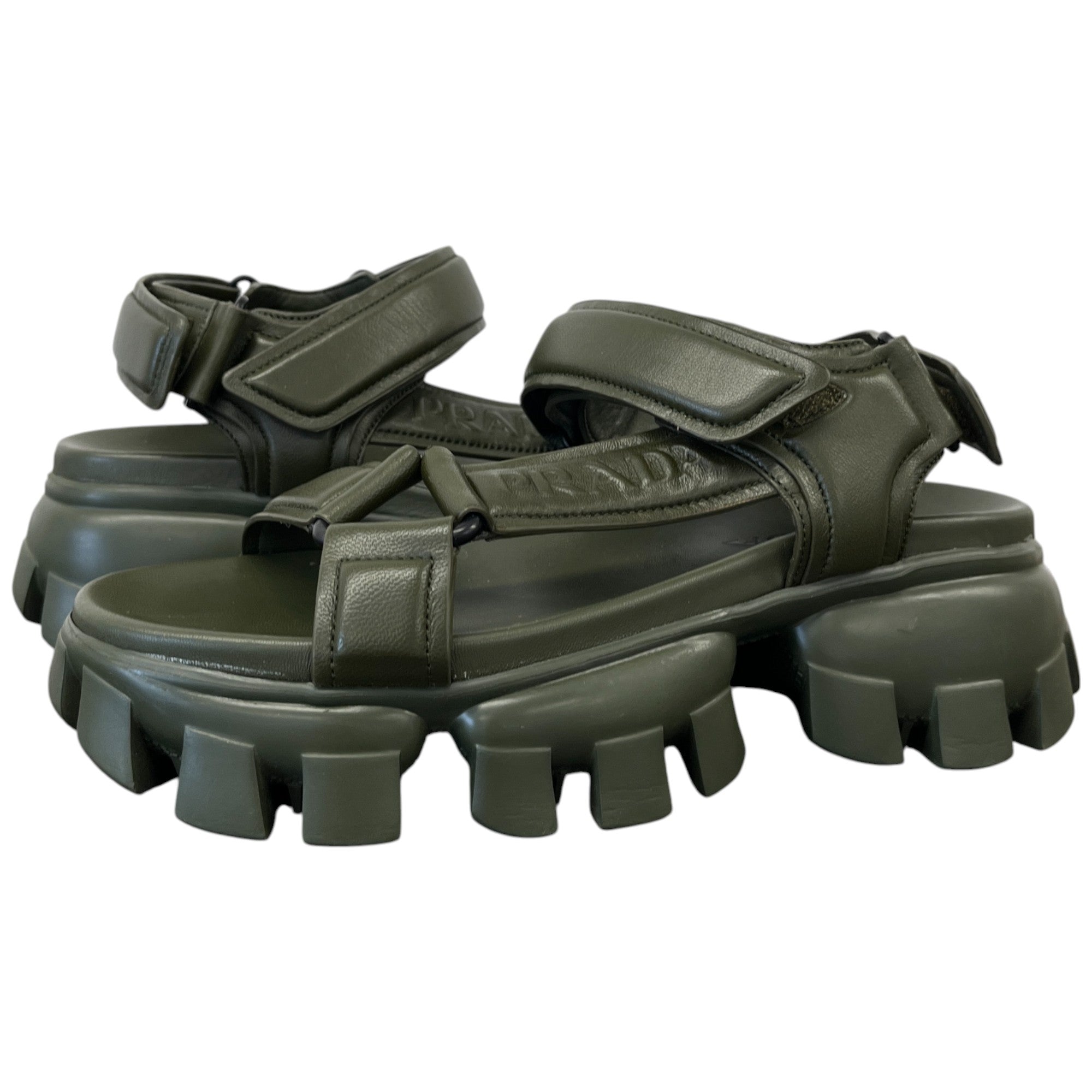 Women's Logo Embossed Sandals Khaki Size EU 37 / UK 4