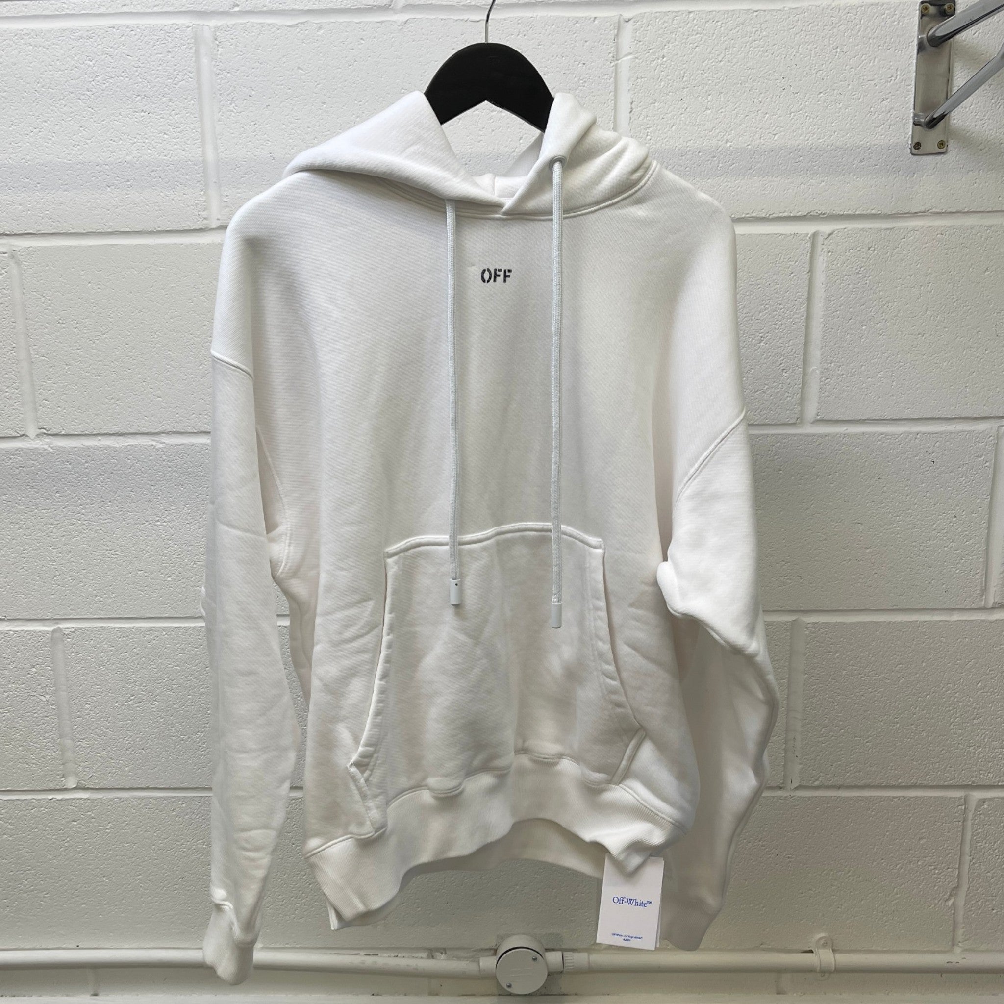 Men's Logo Print Hoodie White Size S