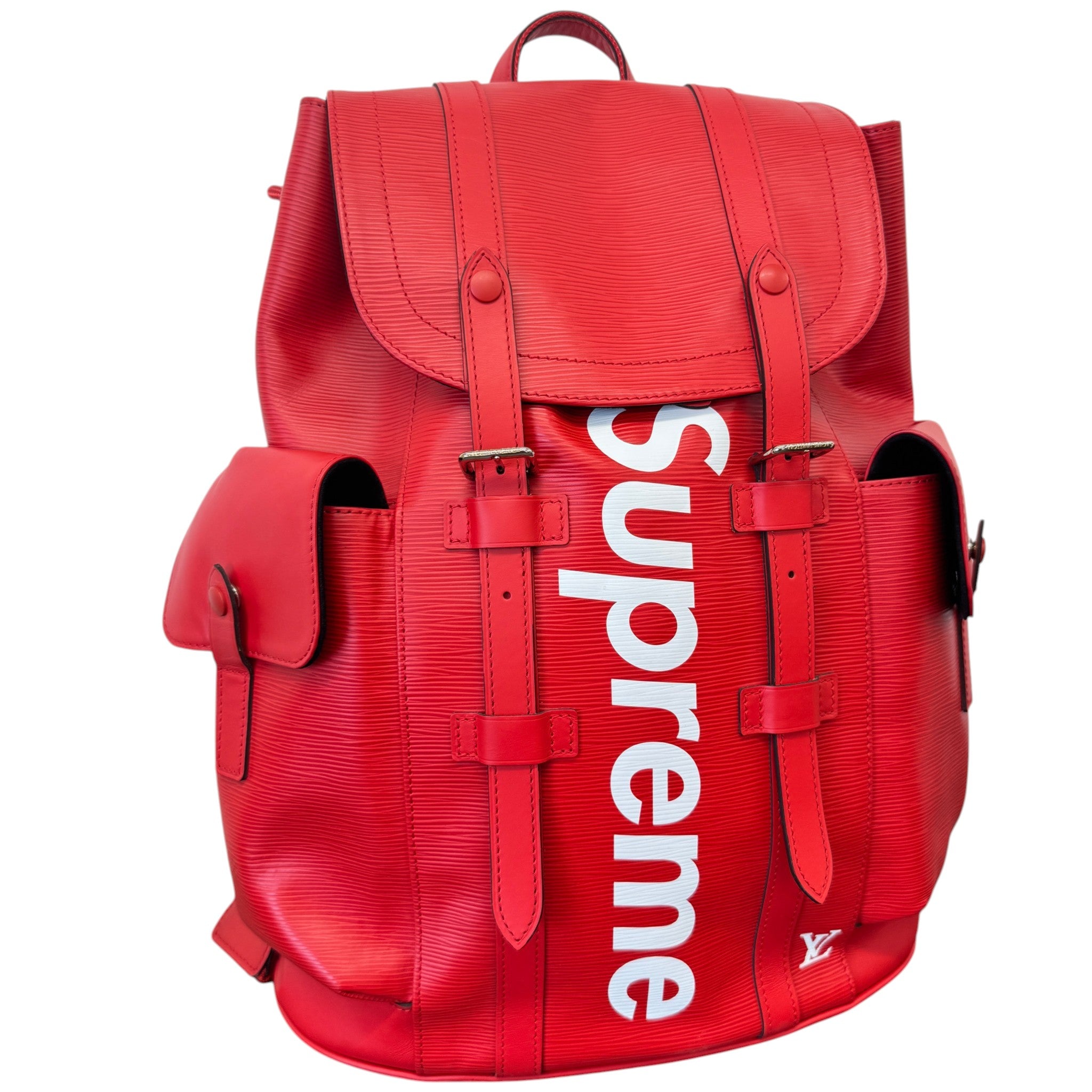 Men's Epi Leather Christopher X Supreme Backpack Red