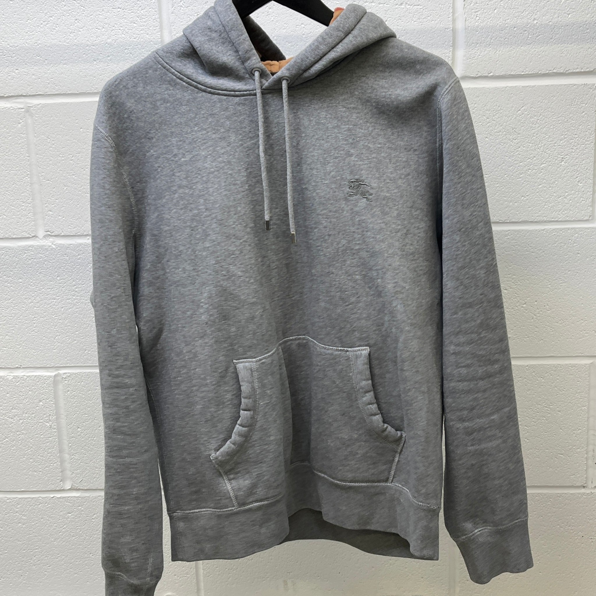 Men's Embroidered Logo Hoodie Grey Size L