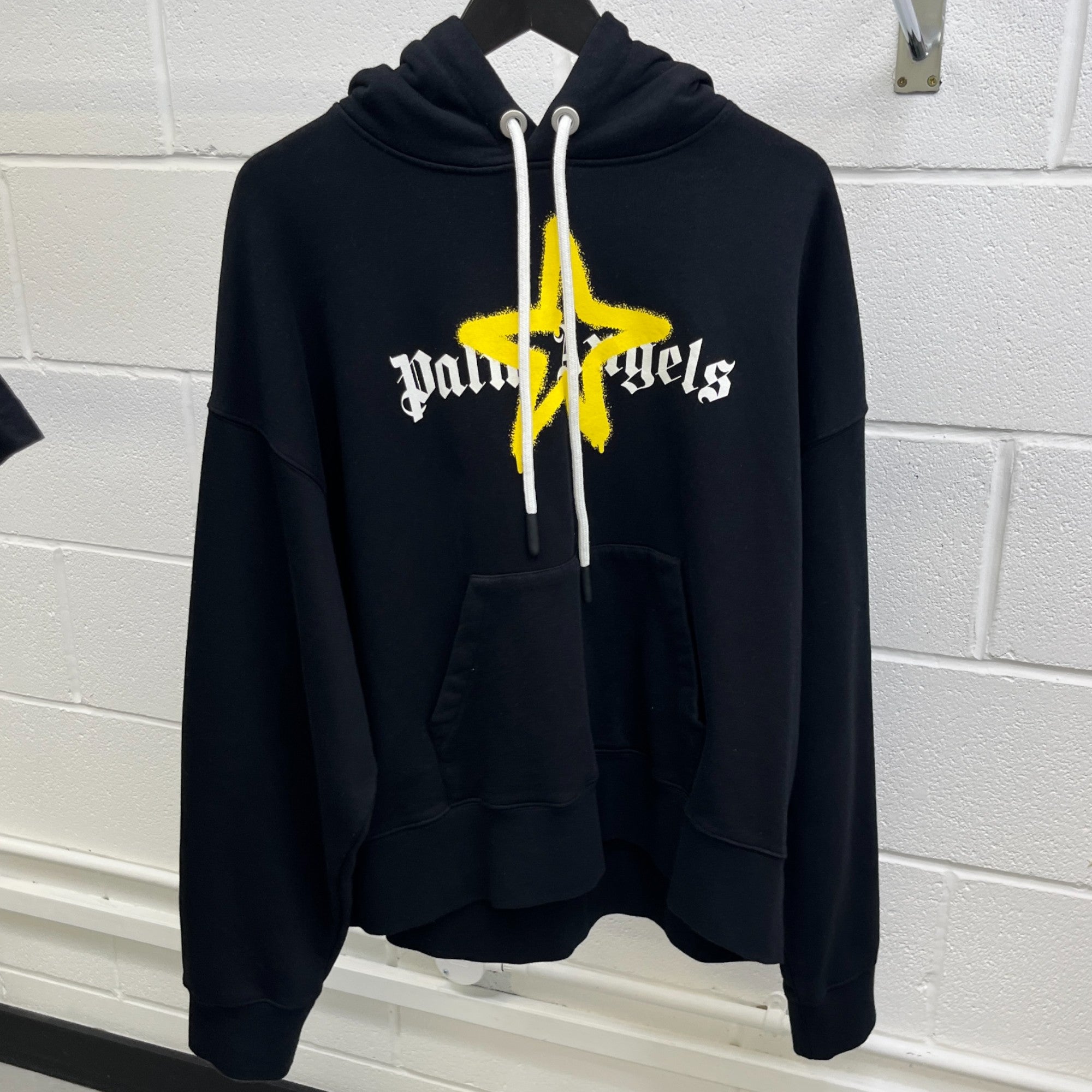 Men's Star Logo Print Hoodie Black Size M