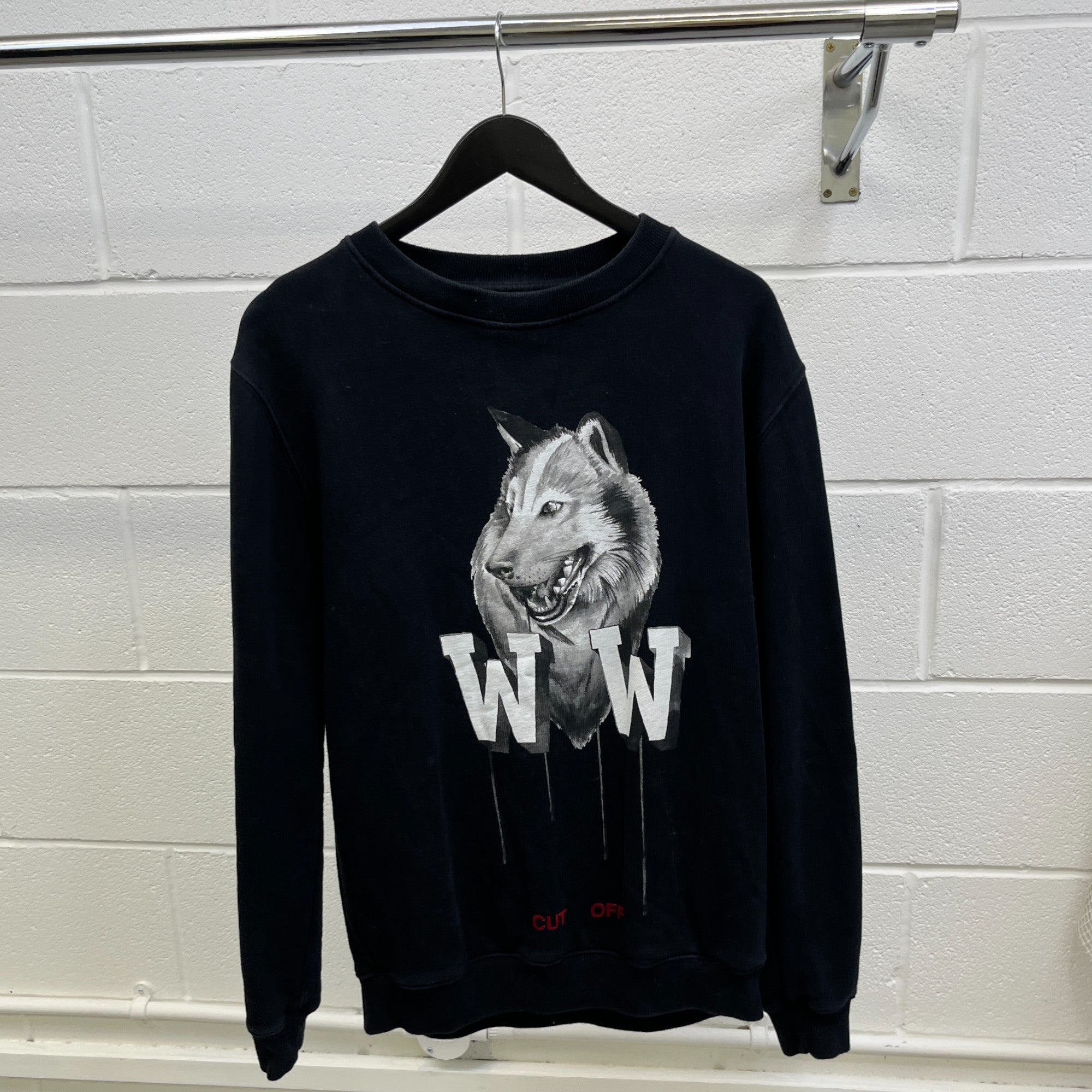 Men's Wolf Graphic Sweatshirt Black Size S