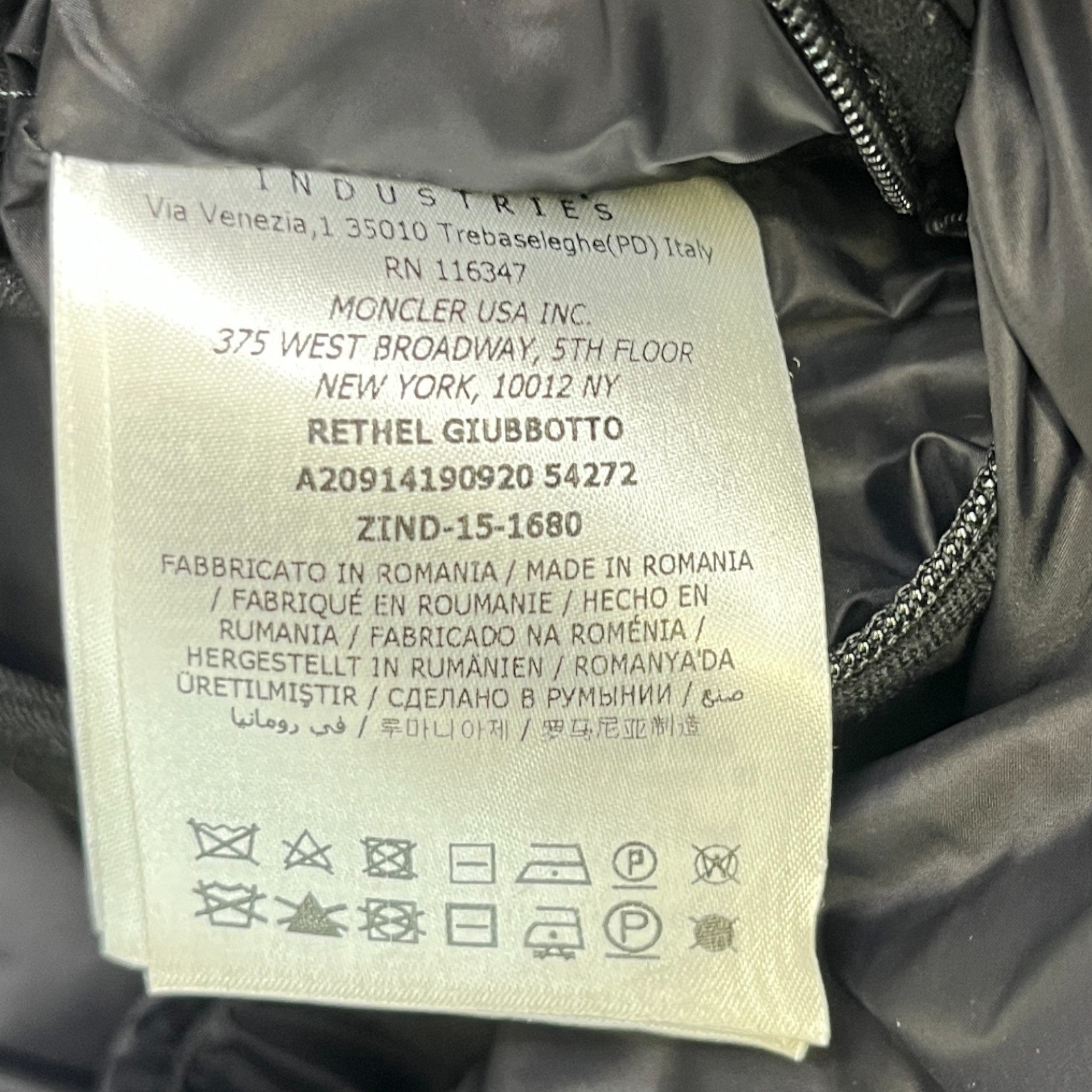 Men's Rethel Down Jacket Black Size 5 / XXL