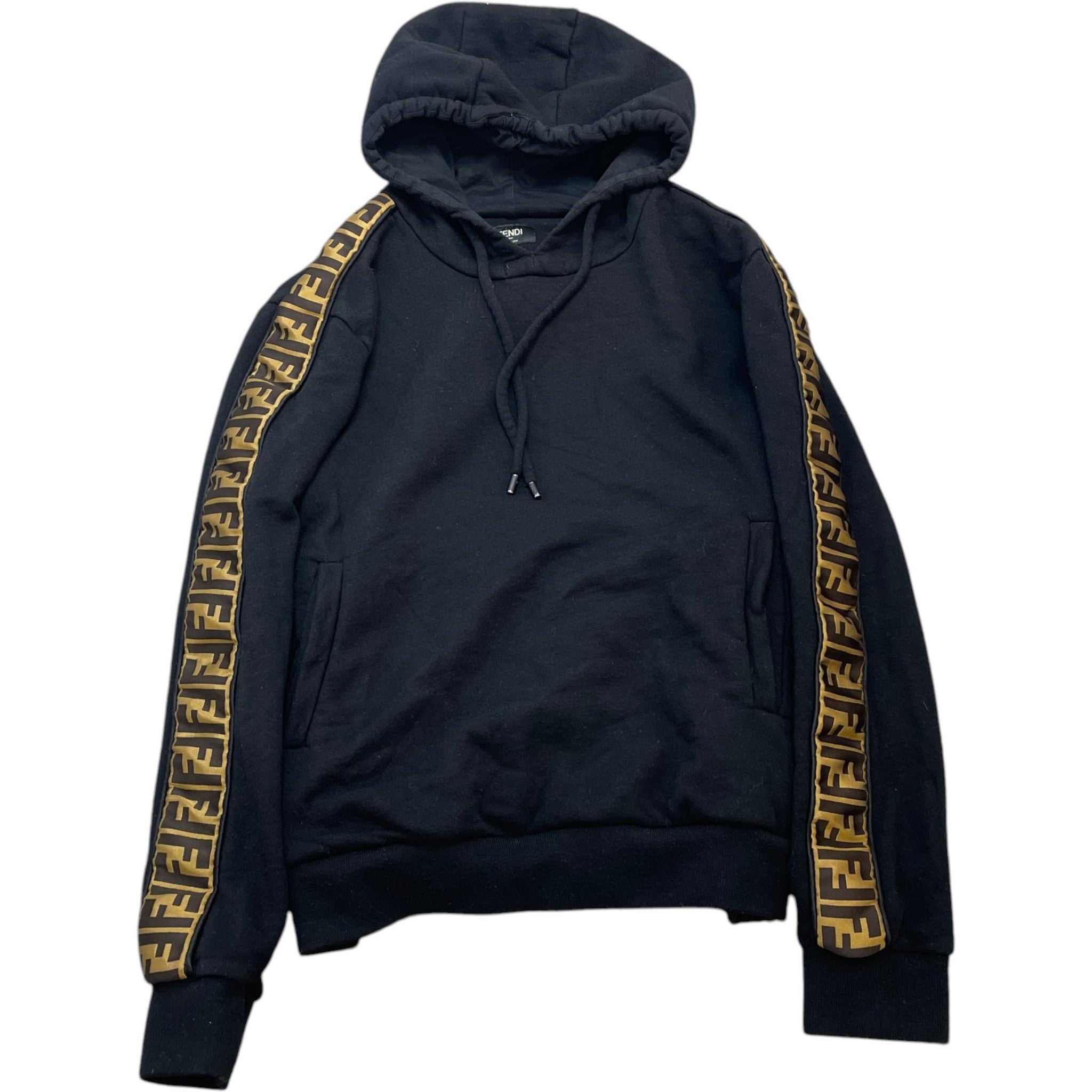Men's Ff Logo Strip Hoodie Black Size IT 48 / UK M