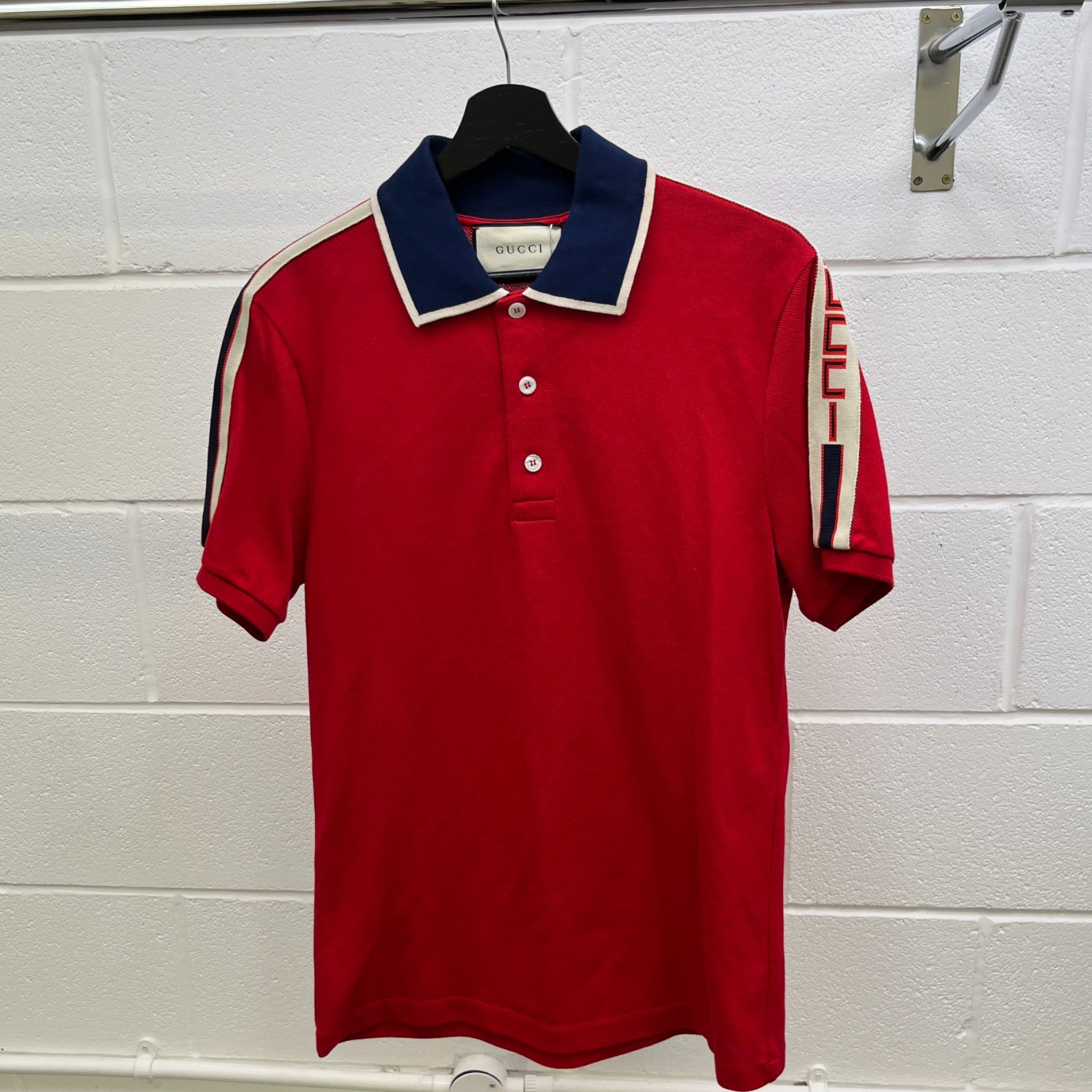 Men's Tape Logo Polo Shirt Red Size M