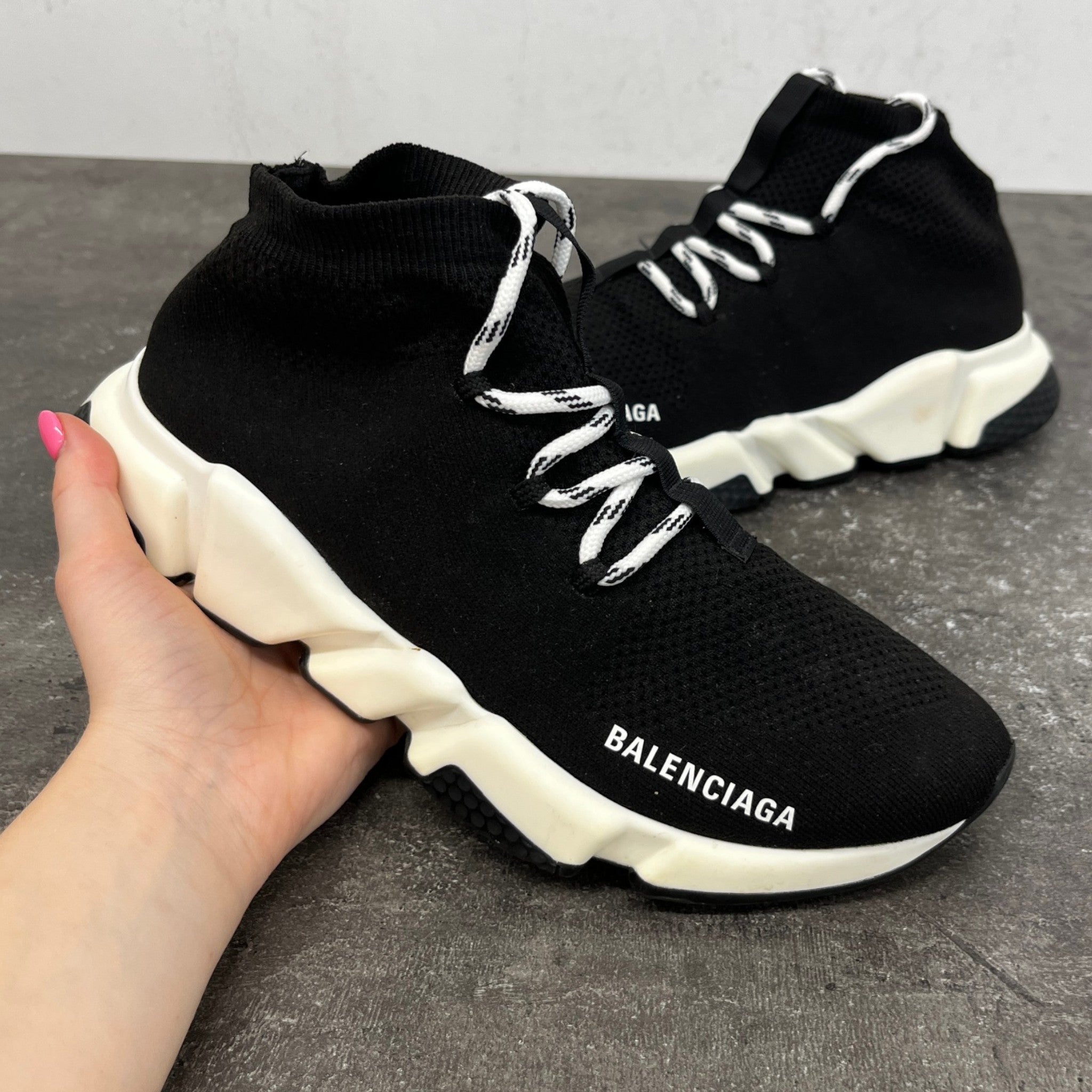 Men's Speed Lace Up High Trainers Black Size EU 40 / UK 6