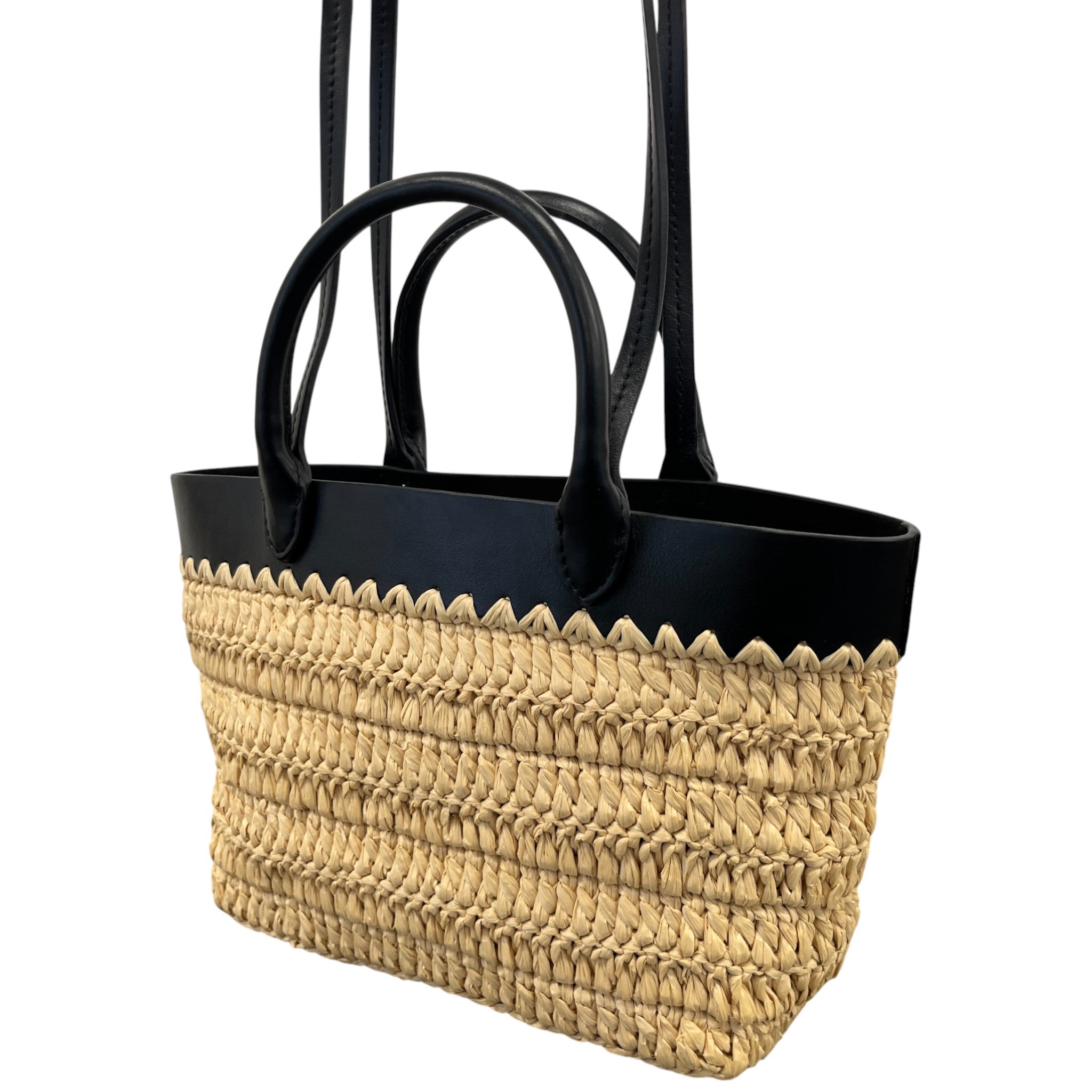 Women's Mini Crochet Tote Handbag Beige