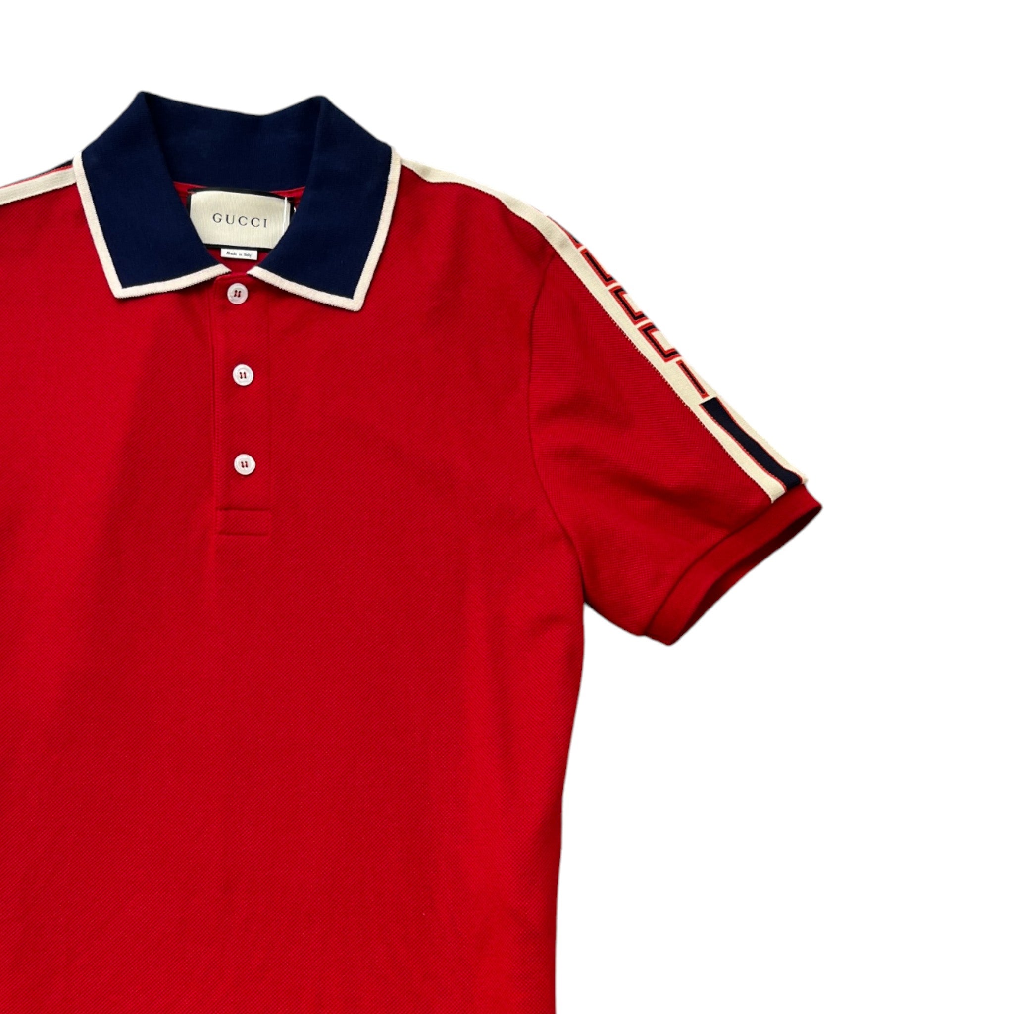 Men's Tape Logo Polo Shirt Red Size M